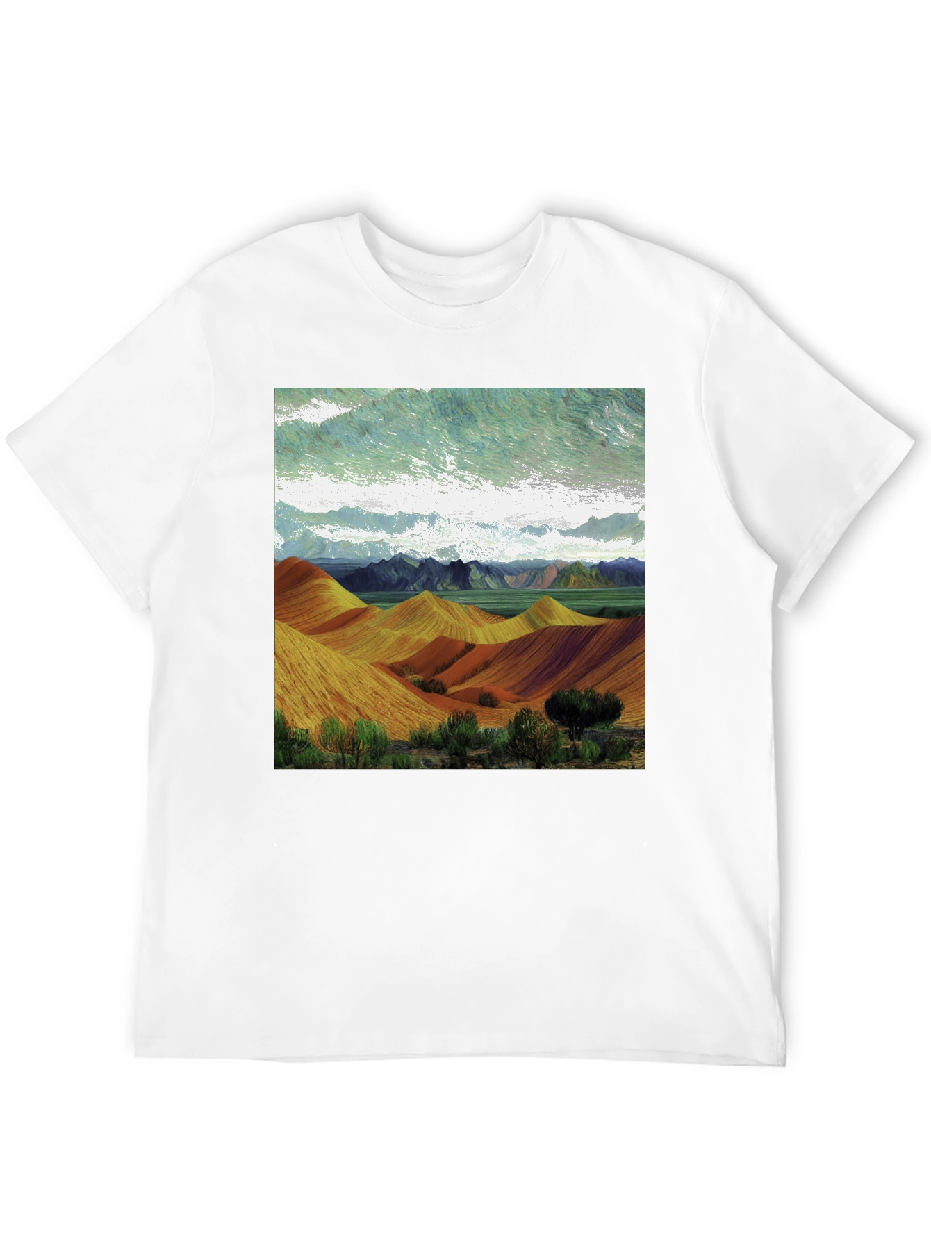 Artistic Landscape Tee: Unique Graphic Design