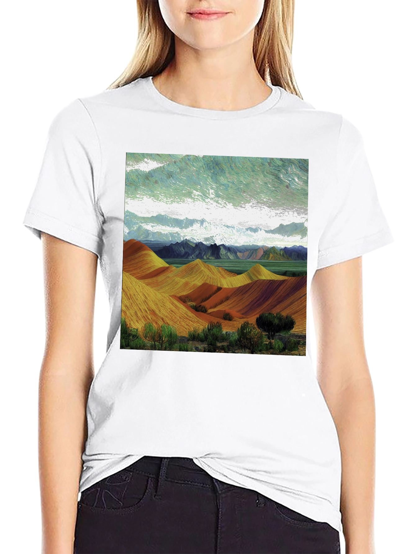 Artistic Landscape Tee: Unique Graphic Design