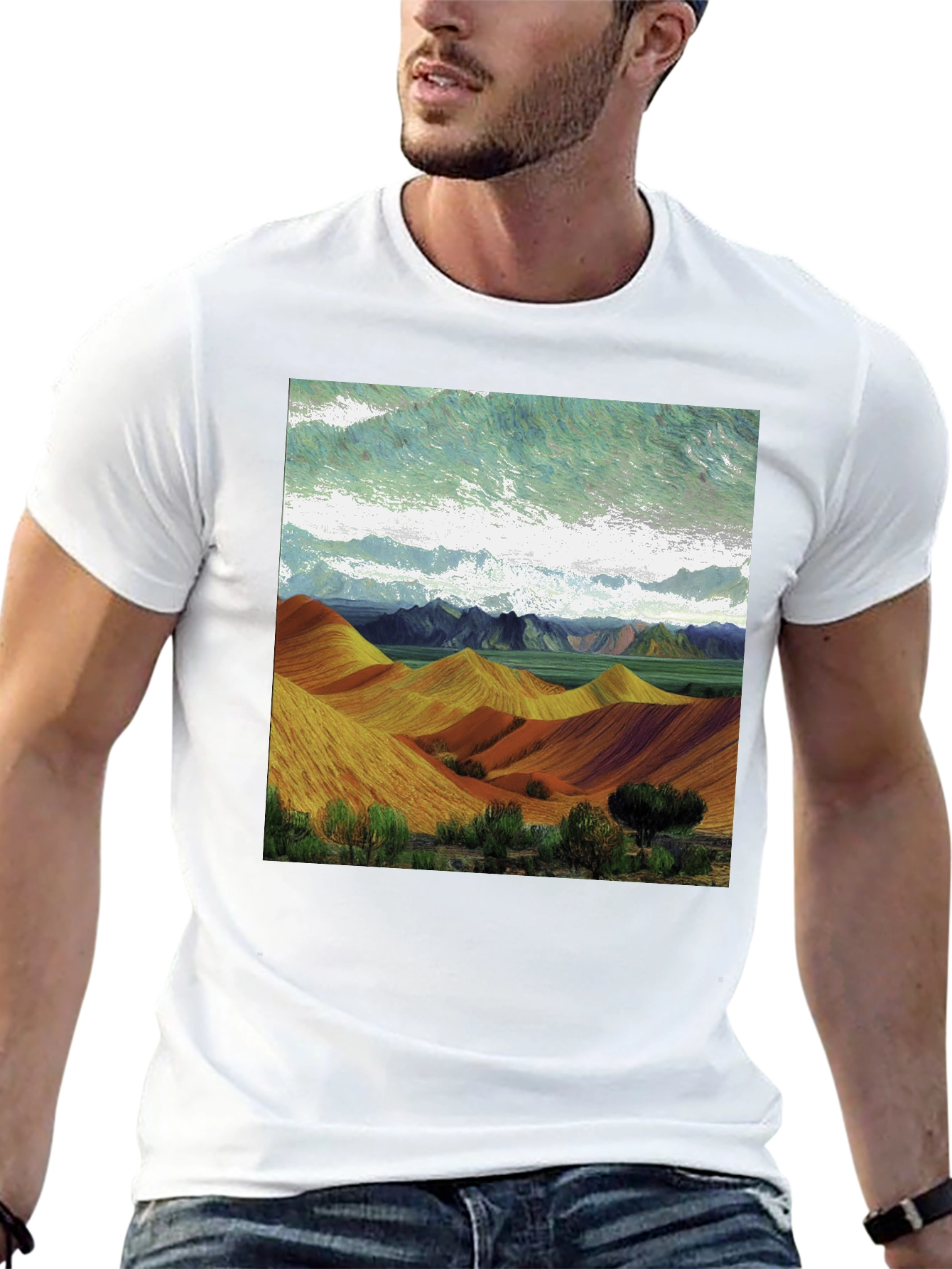 Artistic Landscape Tee: Unique Graphic Design
