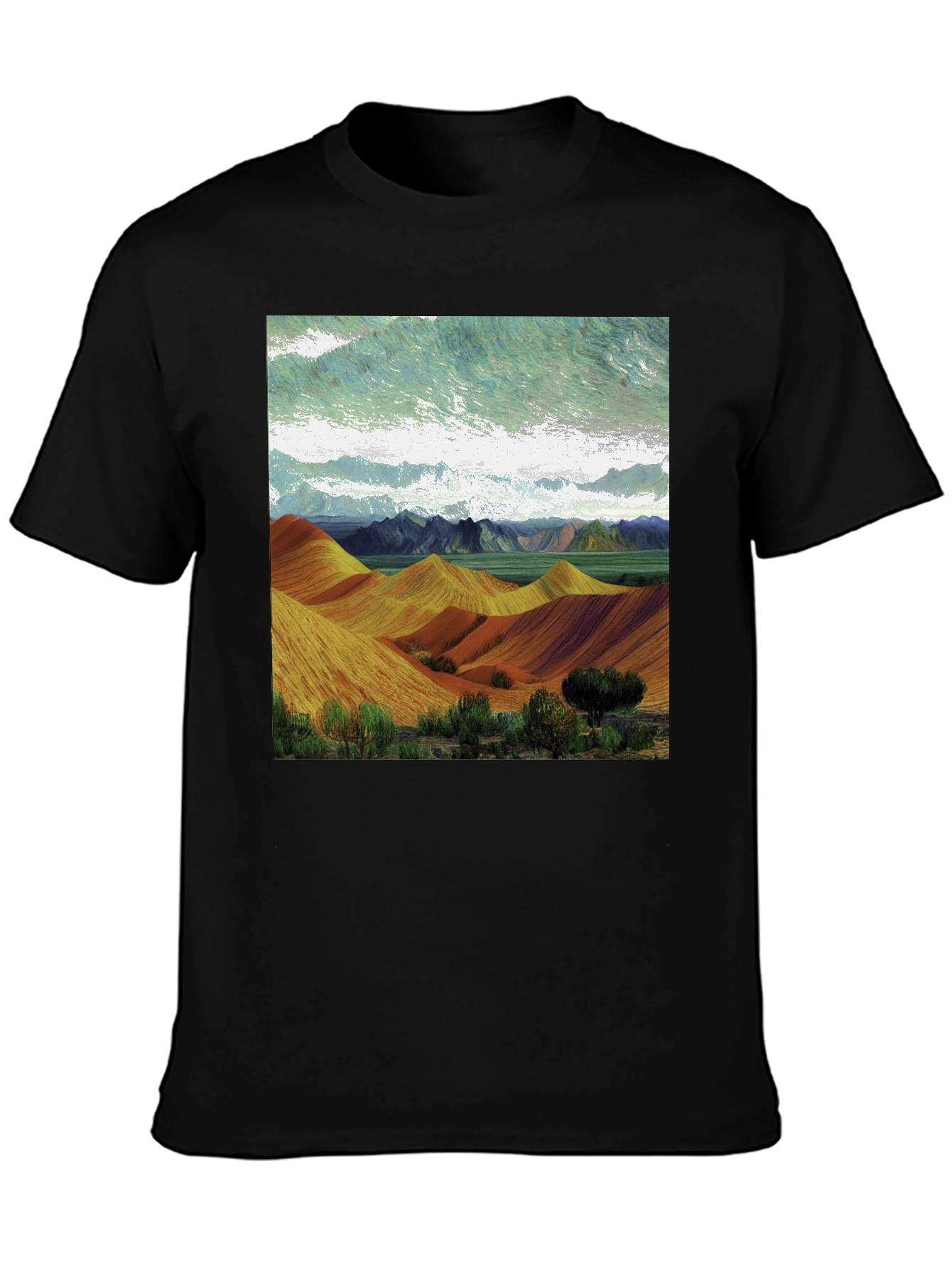 Artistic Landscape Tee: Unique Graphic Design