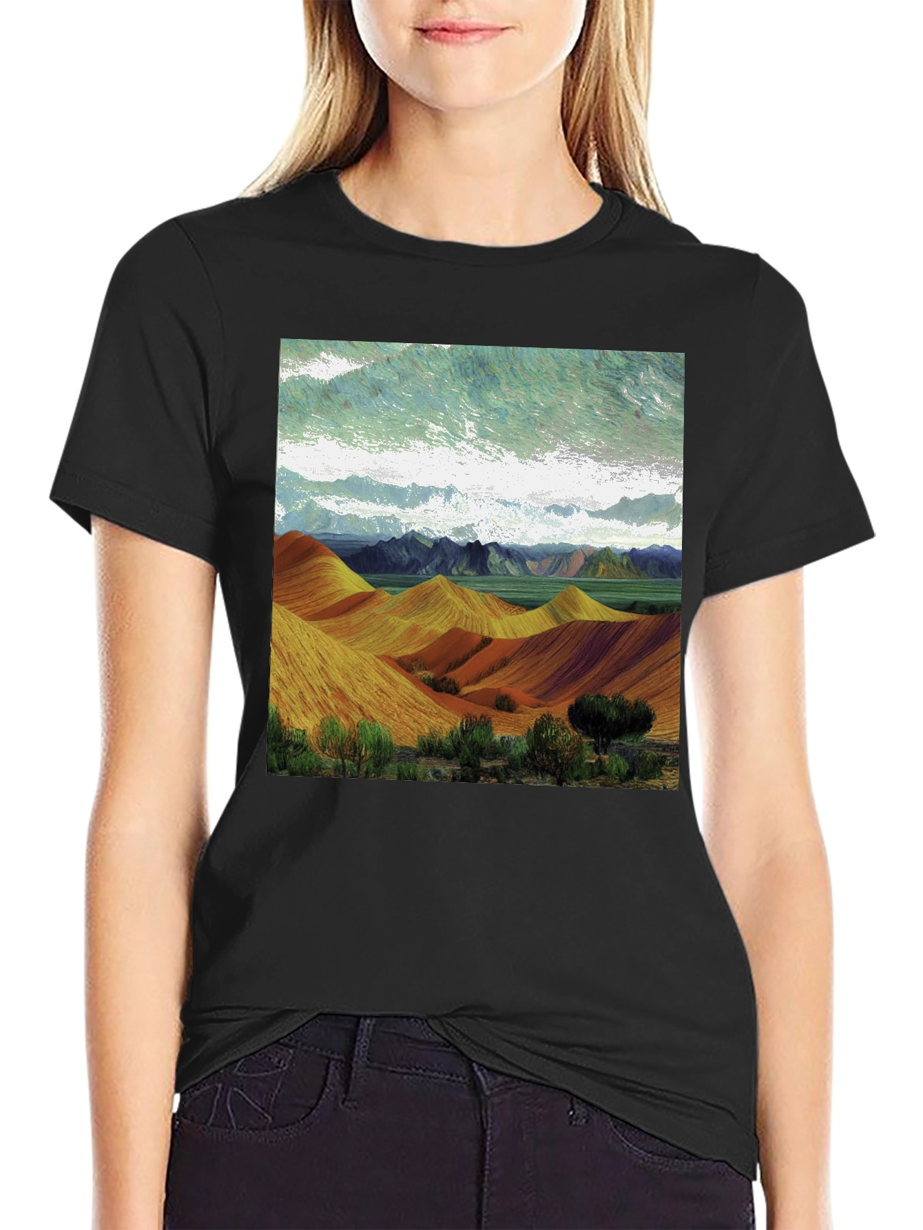 Artistic Landscape Tee: Unique Graphic Design