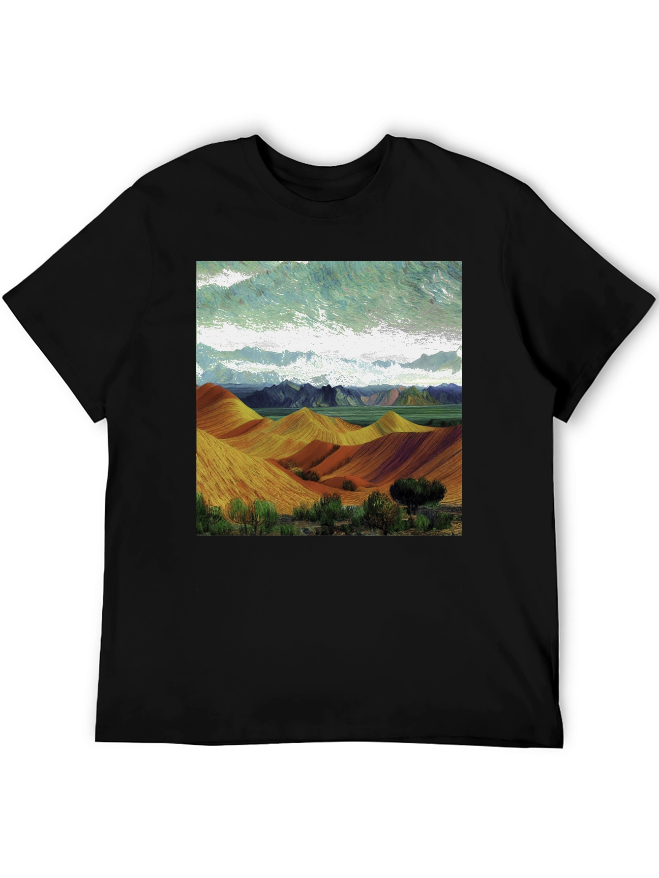 Artistic Landscape Tee: Unique Graphic Design