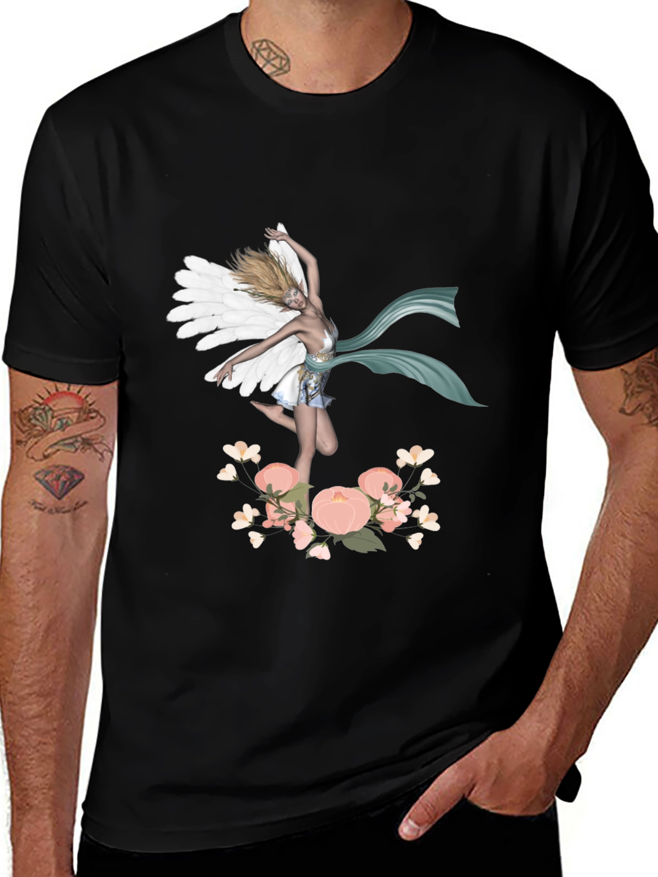 Fairy Wings Flower Graphic Tee - Unique Design