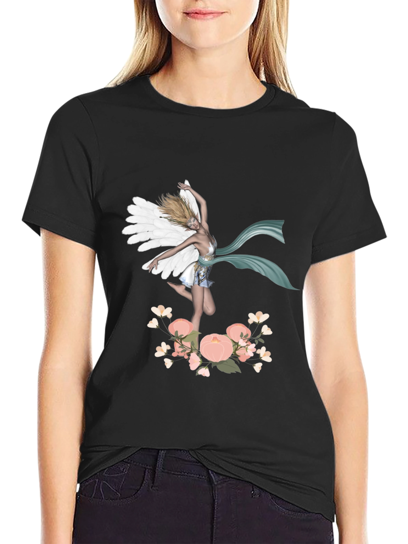Fairy Wings Flower Graphic Tee - Unique Design