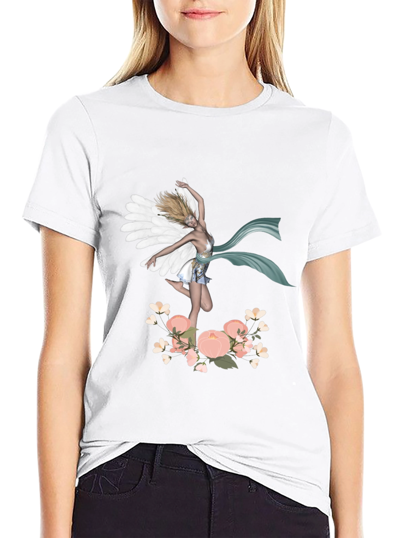 Fairy Wings Flower Graphic Tee - Unique Design