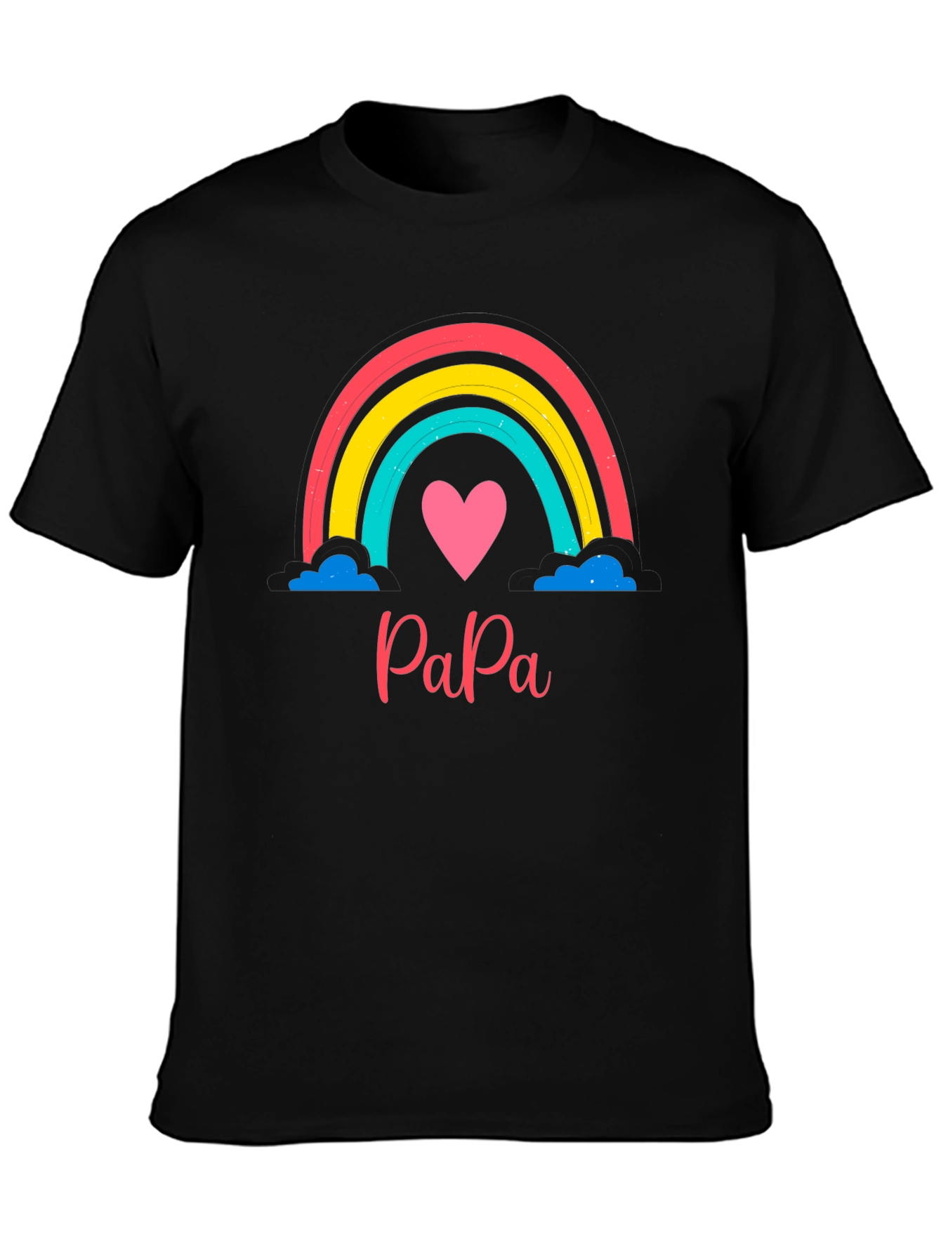 Papa Rainbow Heart Tee - Fathers Day Gift