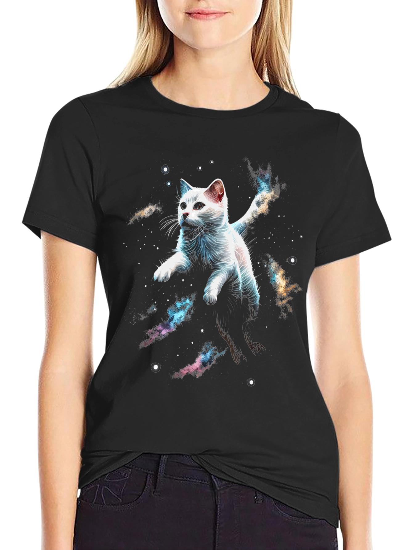 Cosmic Cat T-Shirt - Galaxy Kitten Graphic Tee