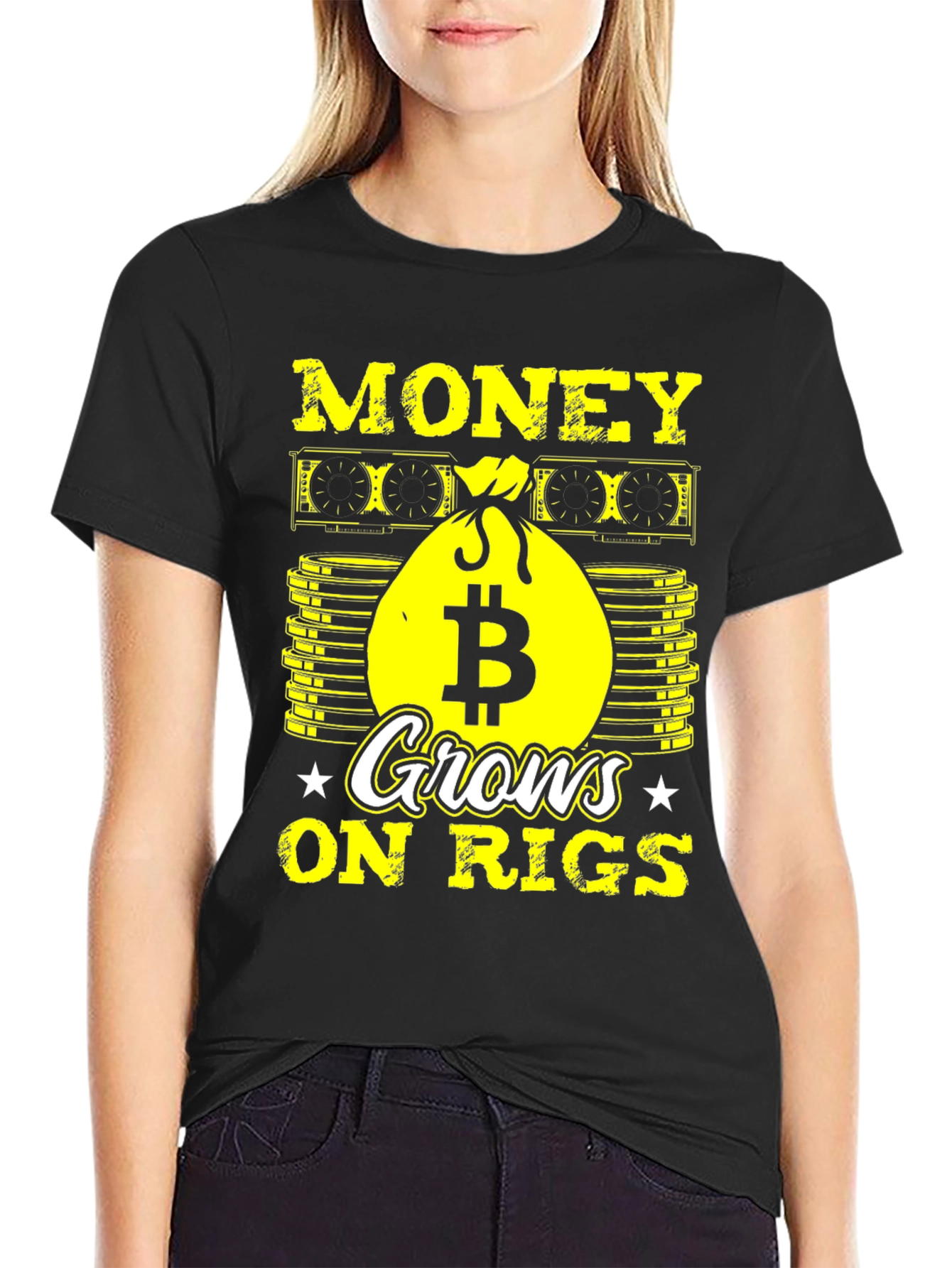 Bitcoin Mining T-Shirt: Money Grows On Rigs