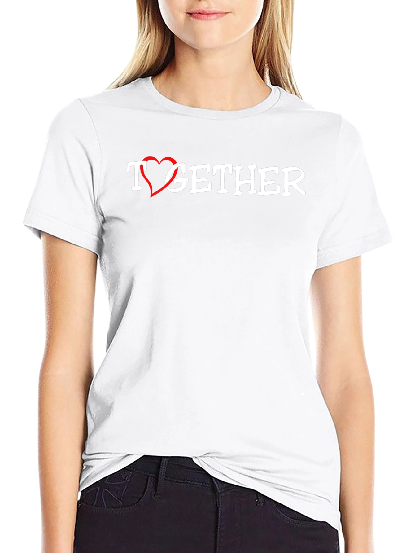 Together Heart Graphic Black T-Shirt