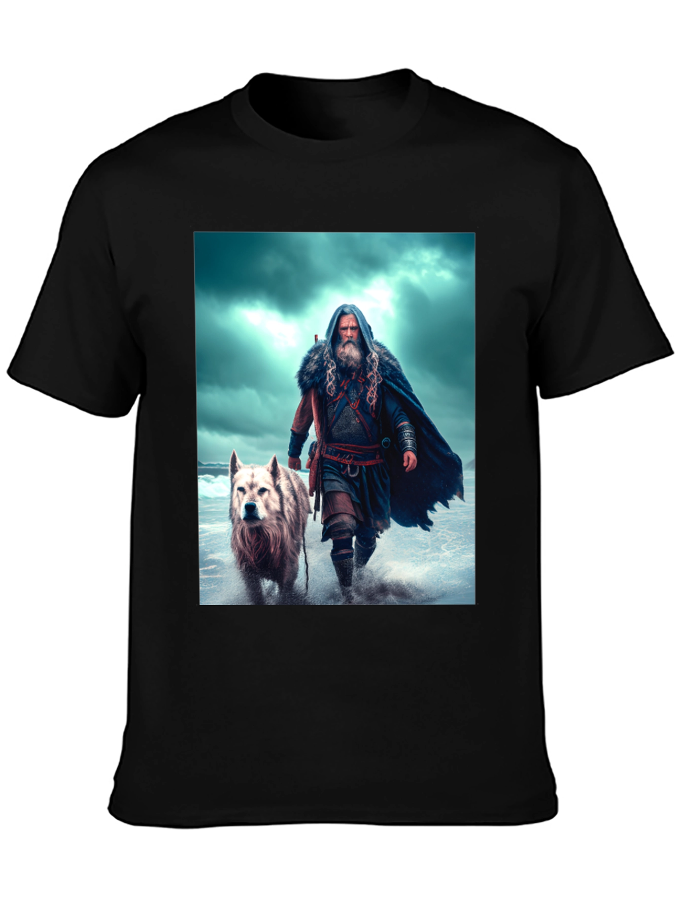 Viking & Wolf Graphic Tee - Black T-Shirt