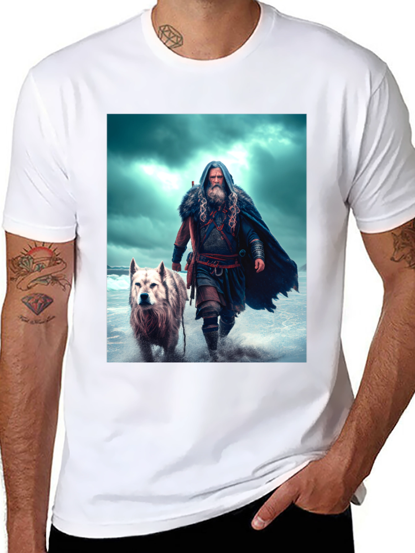 Viking & Wolf Graphic Tee - Black T-Shirt
