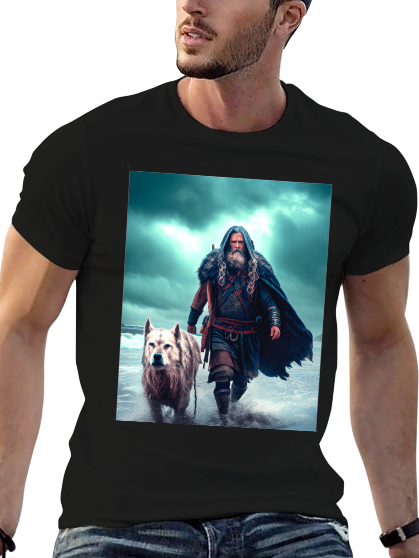 Viking & Wolf Graphic Tee - Black T-Shirt