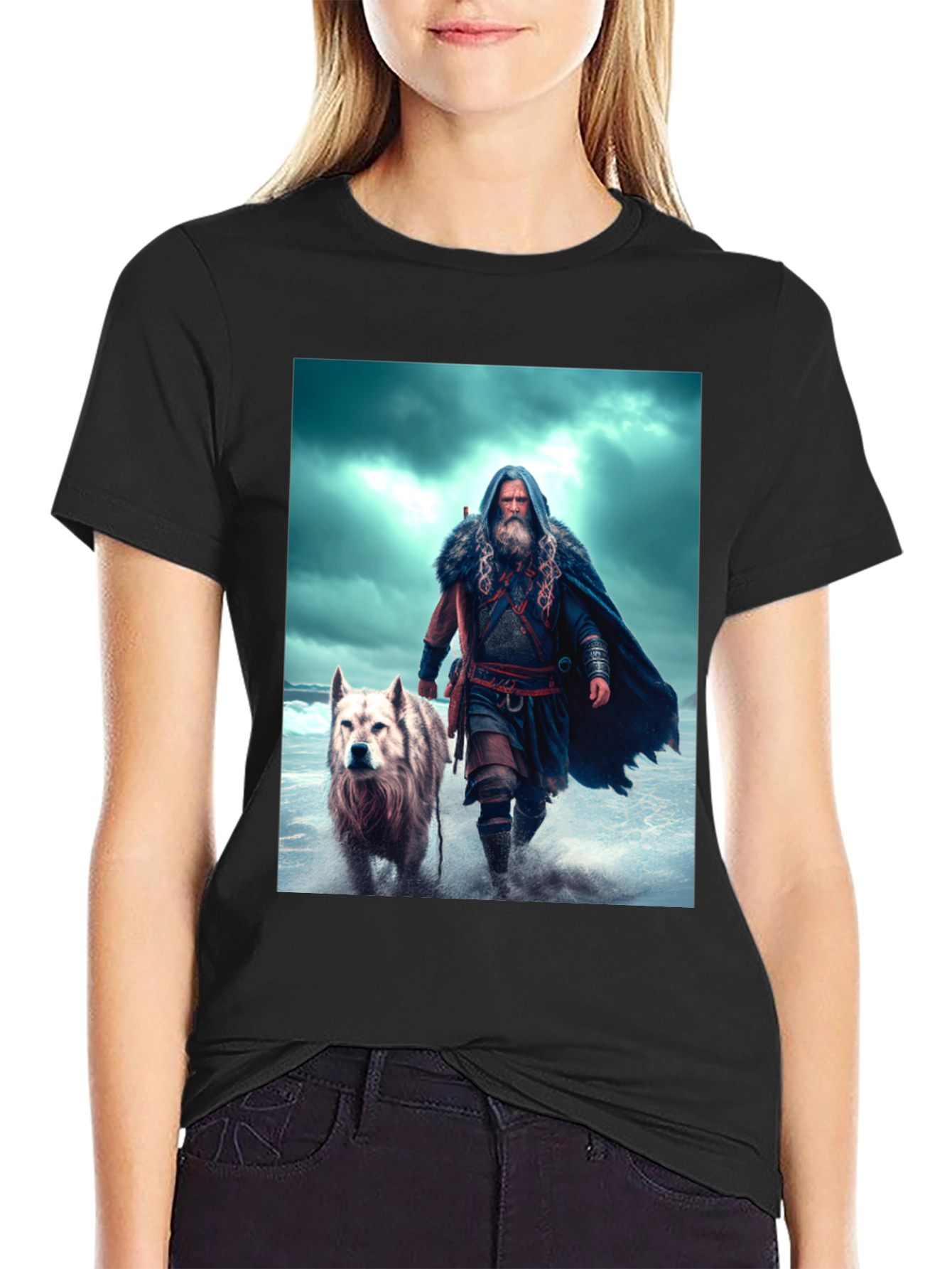 Viking & Wolf Graphic Tee - Black T-Shirt