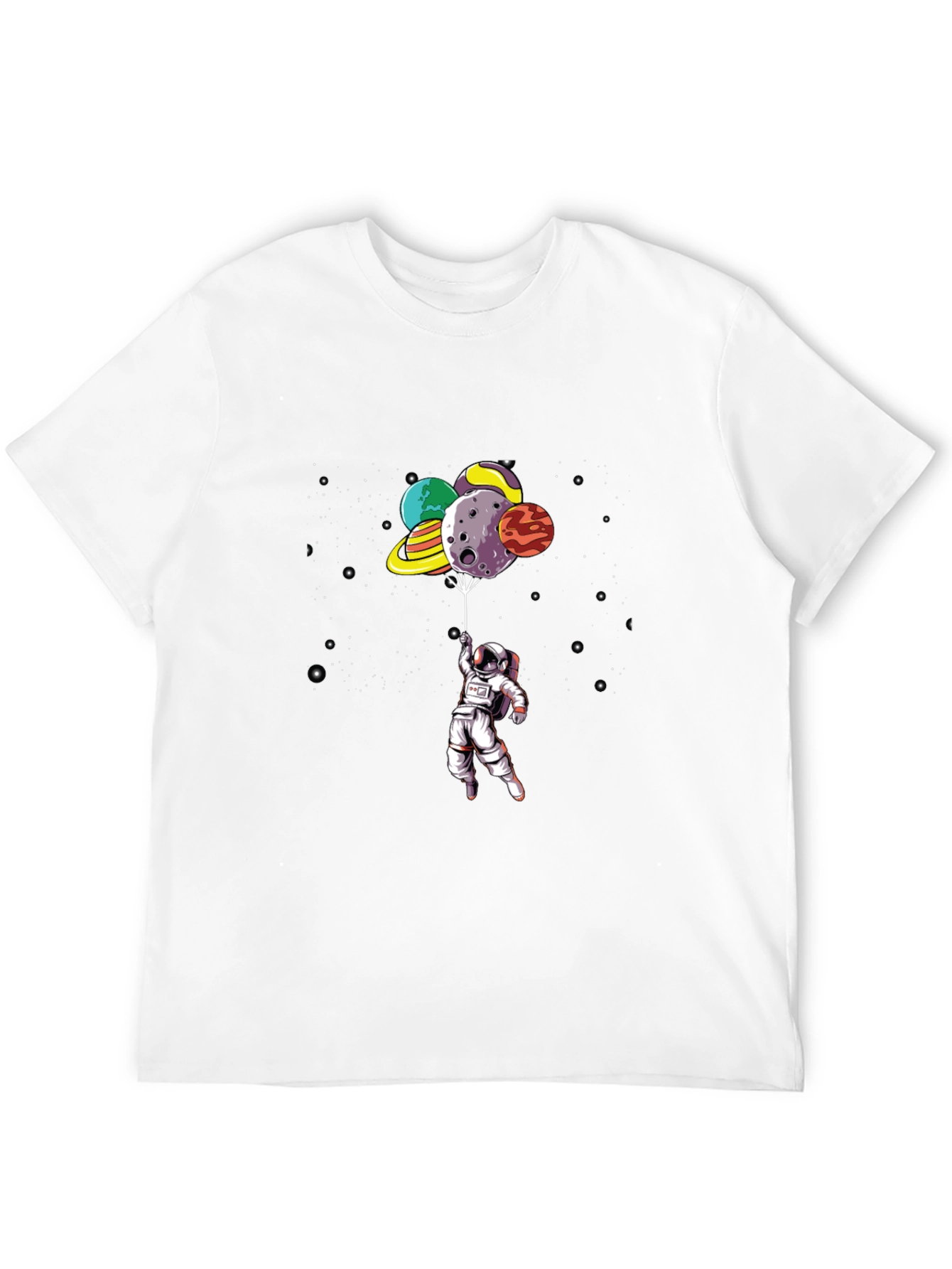 Astronaut Planet Balloon Black Graphic Tee