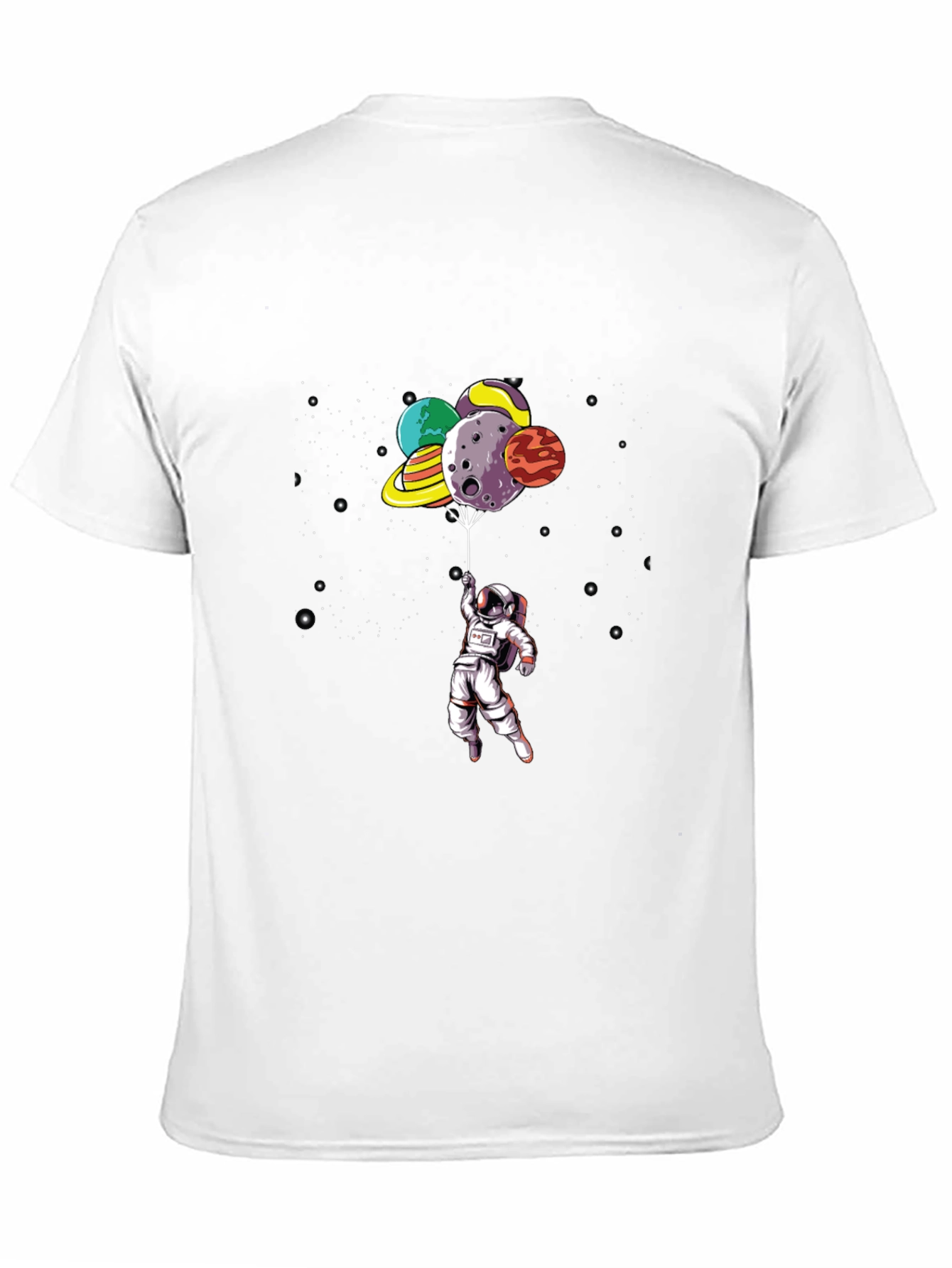 Astronaut Planet Balloon Black Graphic Tee