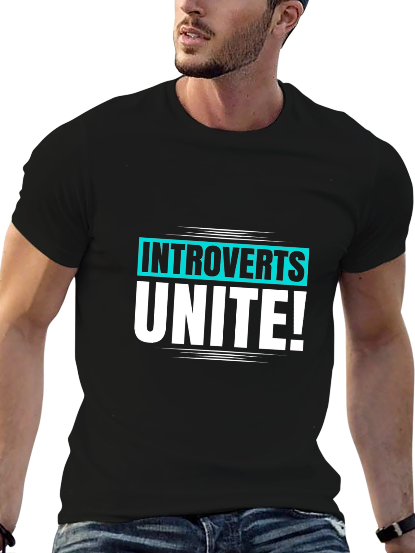 Introverts Unite! Black Graphic Tee