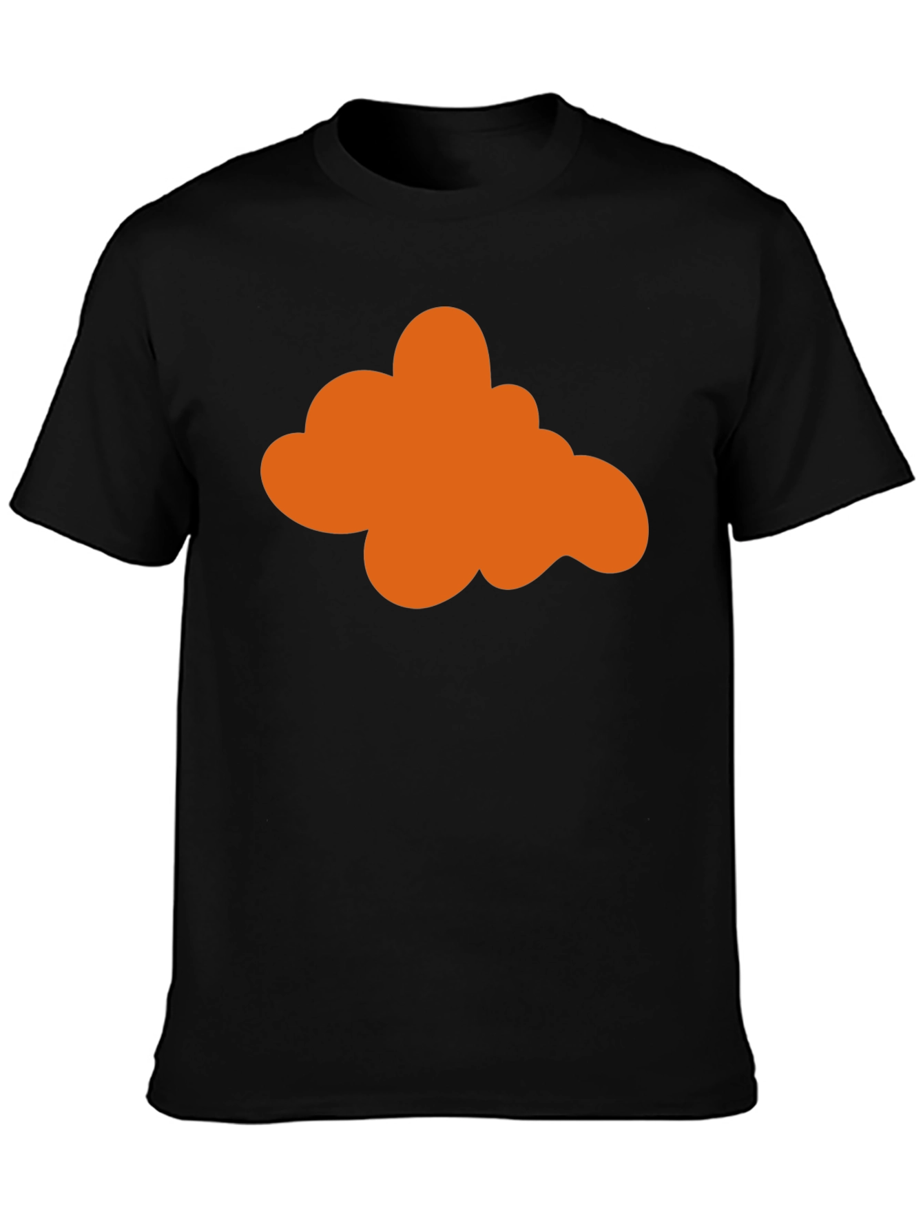 Orange Cloud Graphic Print Black T-Shirt
