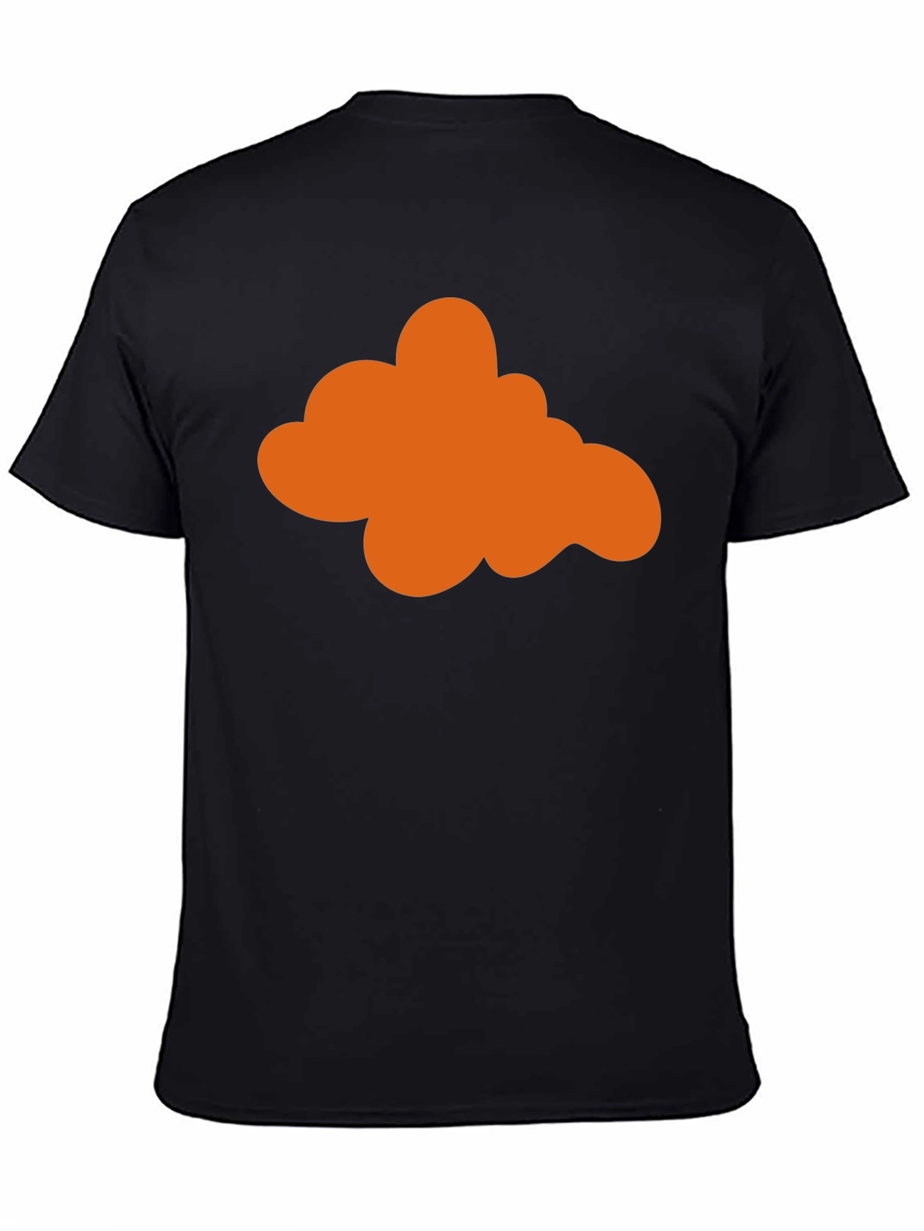 Orange Cloud Graphic Print Black T-Shirt