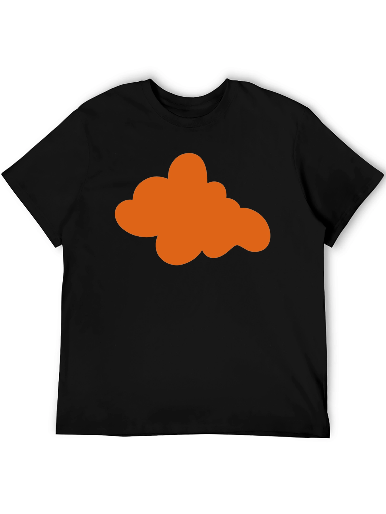 Orange Cloud Graphic Print Black T-Shirt