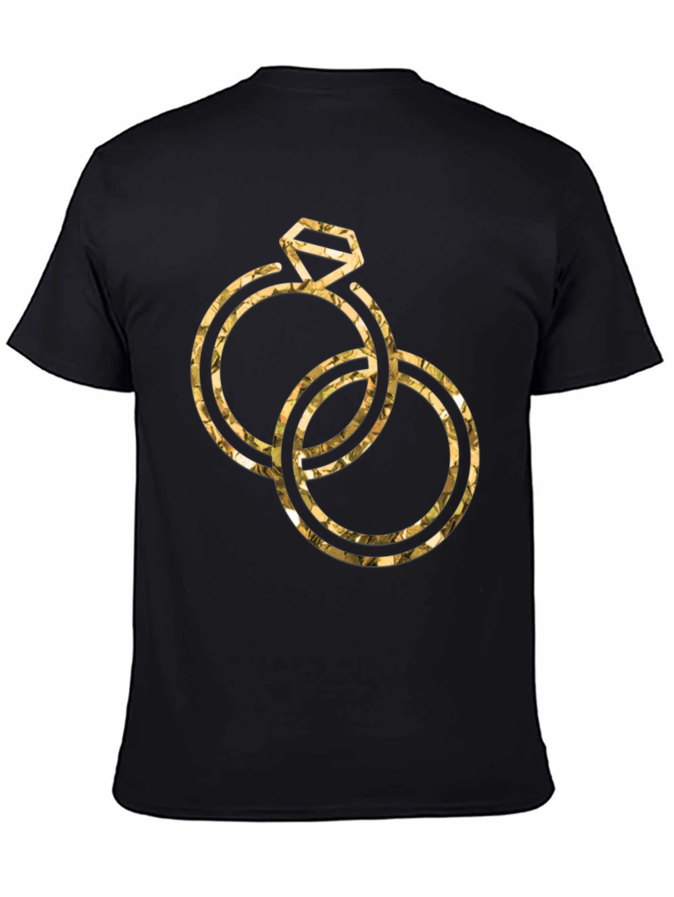 Golden Wedding Rings Graphic Tee - Stylish Black T-Shirt
