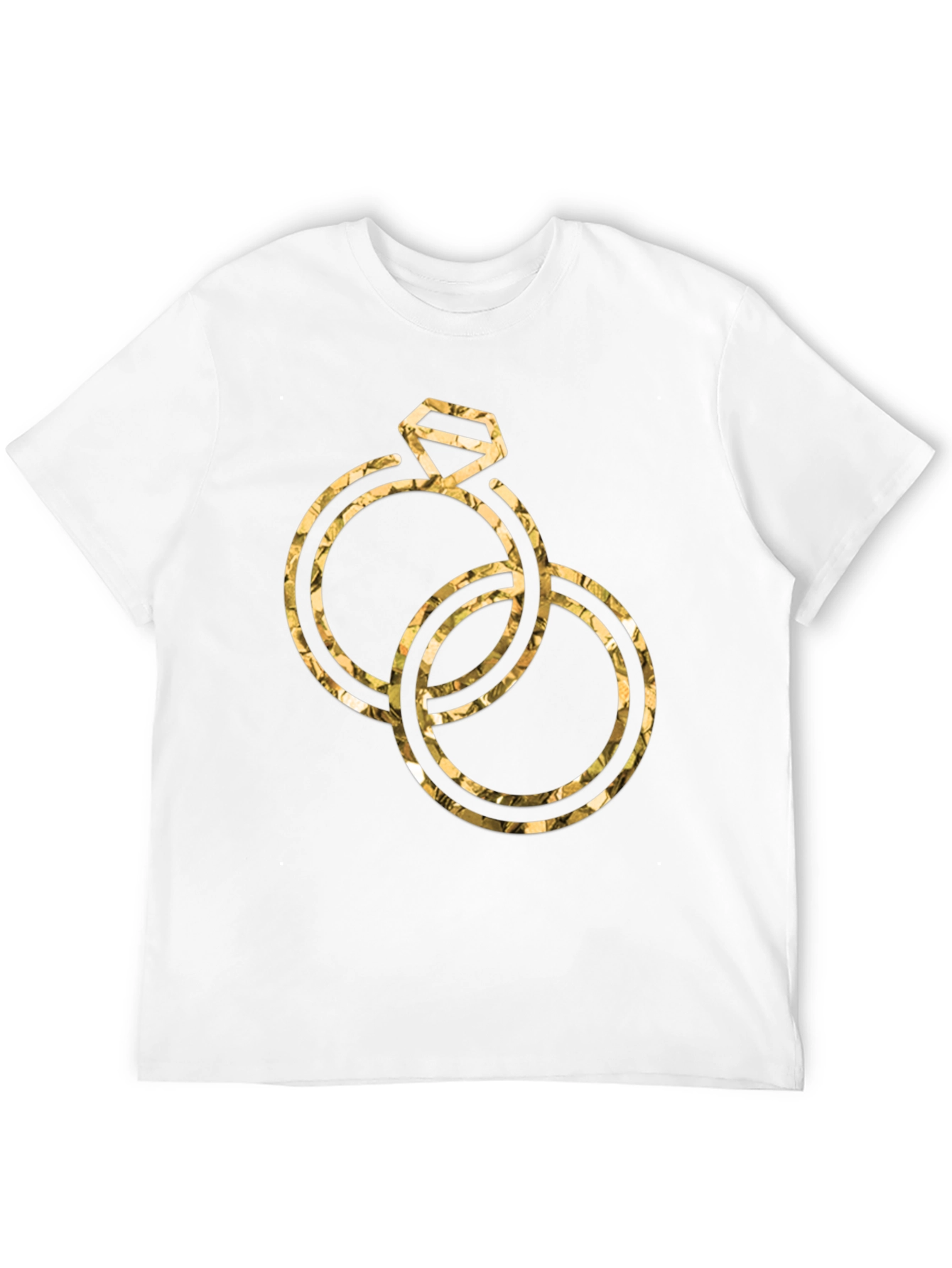 Golden Wedding Rings Graphic Tee - Stylish Black T-Shirt
