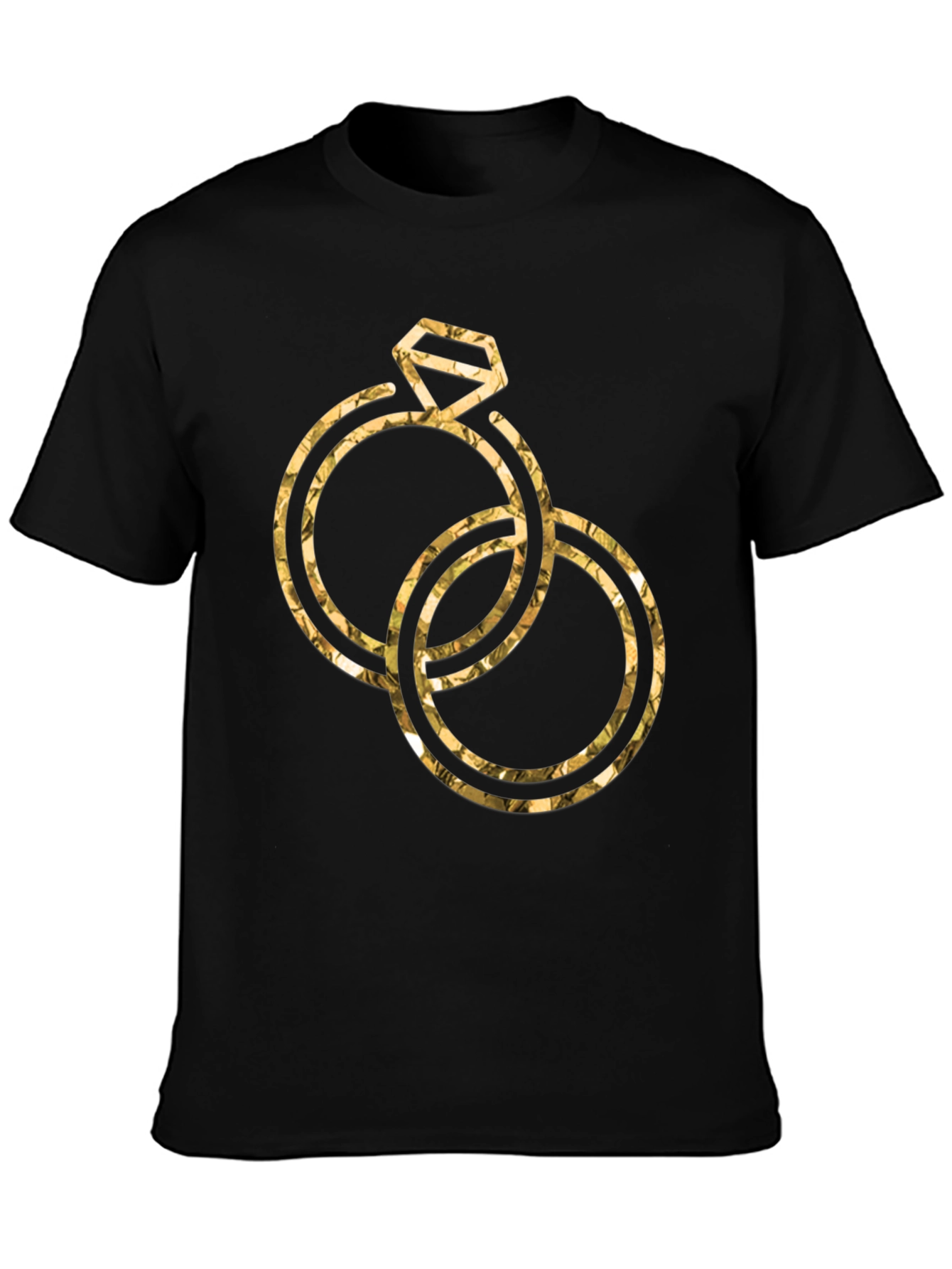 Golden Wedding Rings Graphic Tee - Stylish Black T-Shirt
