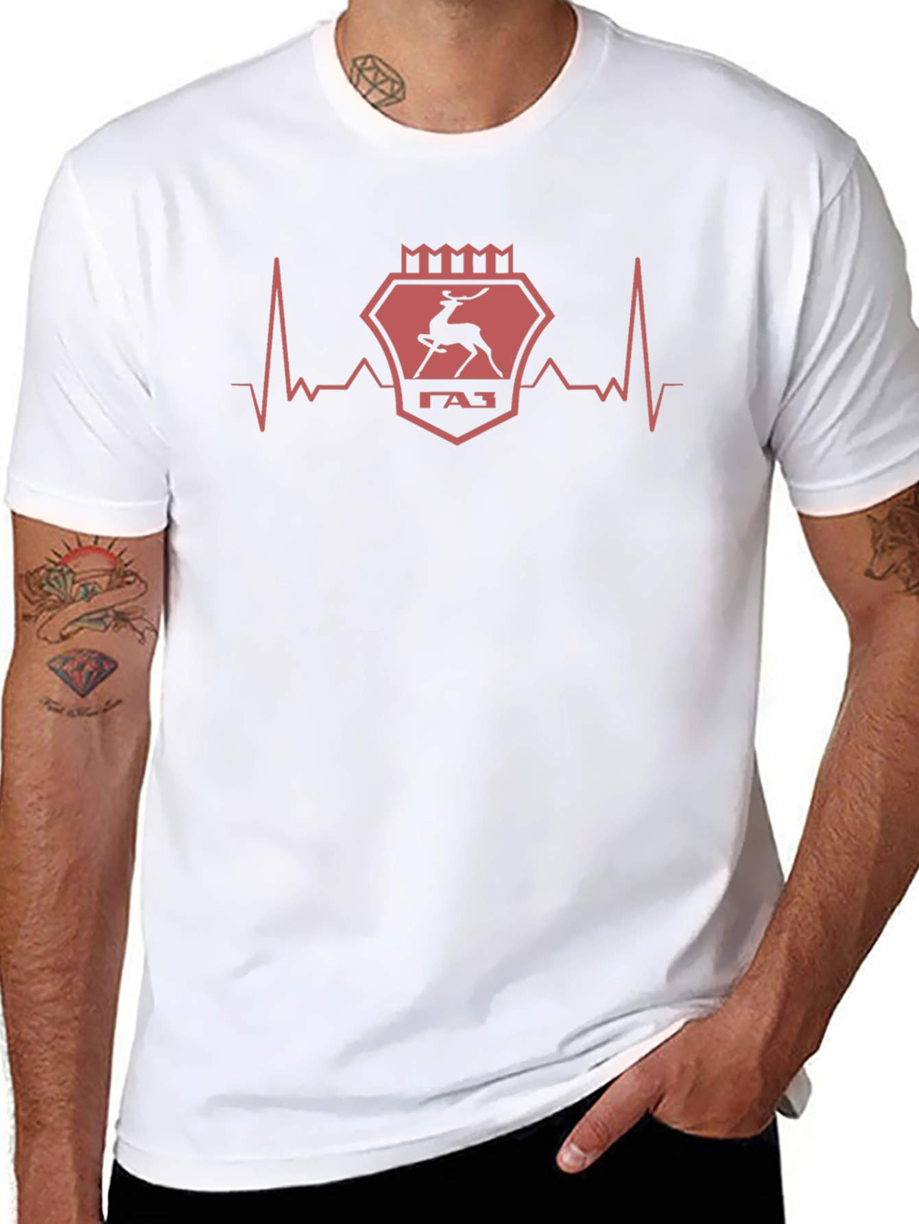 GAZ Deer Heartbeat Graphic T-Shirt - Black