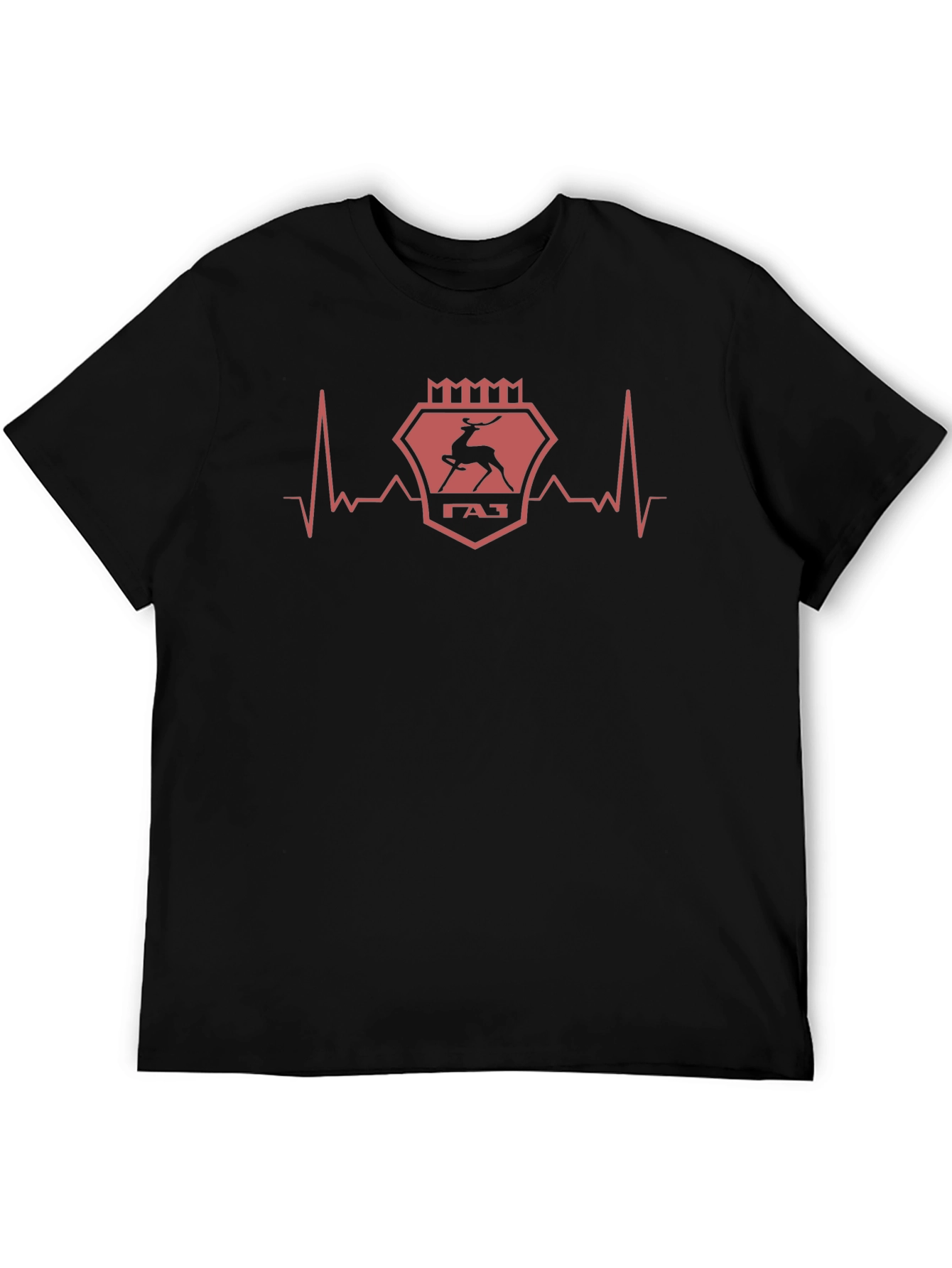 GAZ Deer Heartbeat Graphic T-Shirt - Black