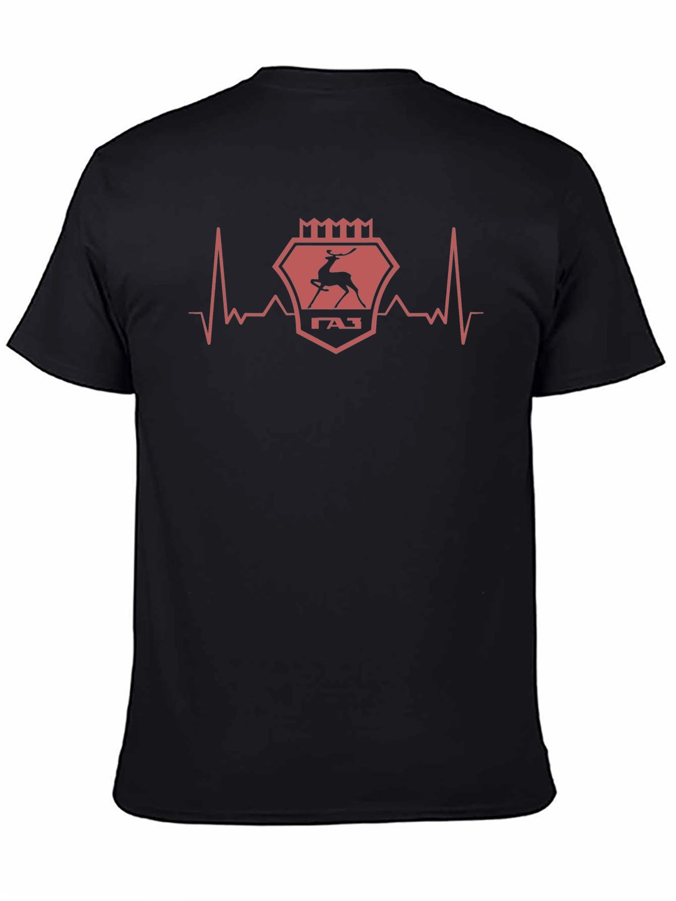 GAZ Deer Heartbeat Graphic T-Shirt - Black