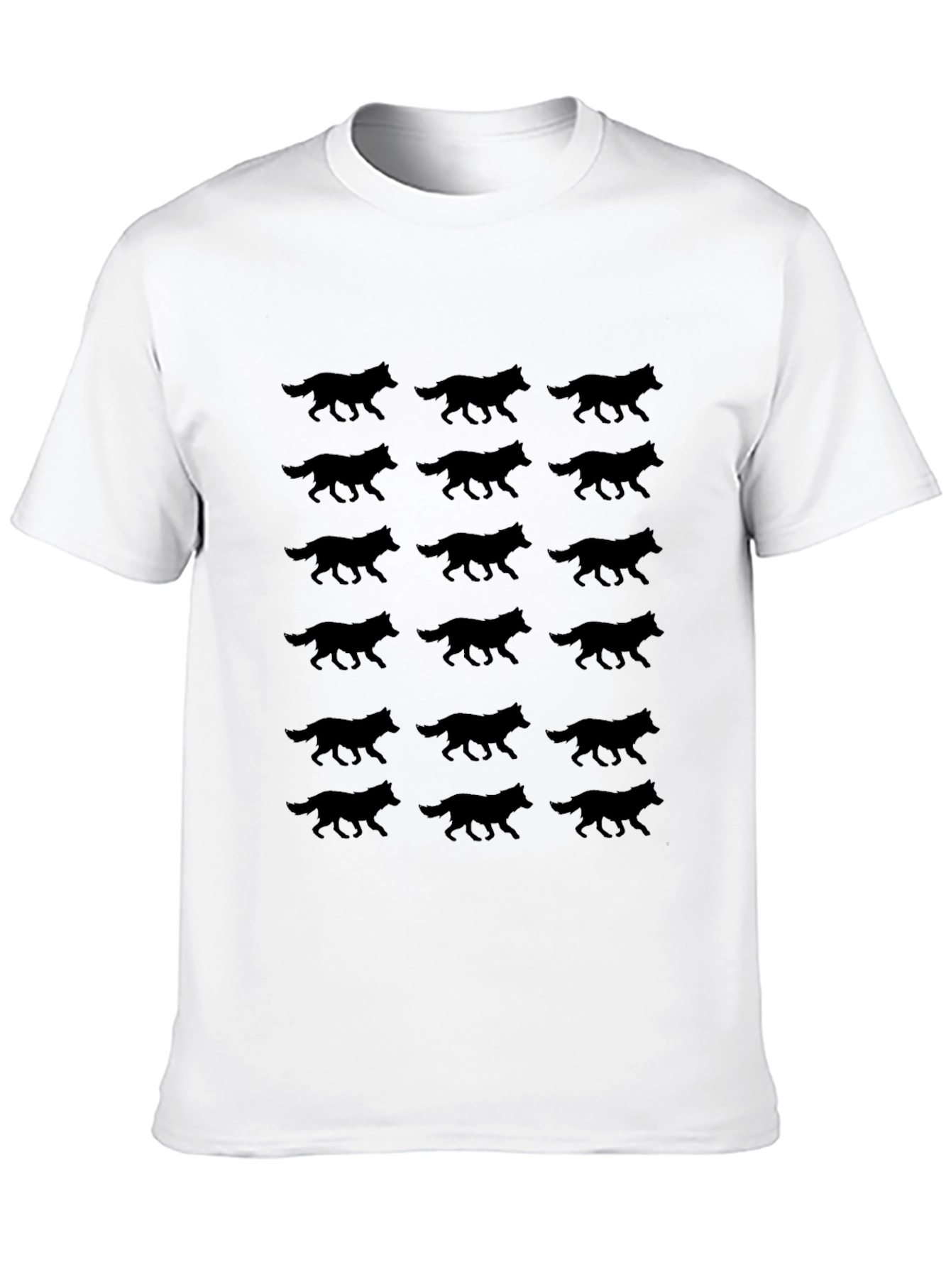 Wolf Silhouette Print Black T-Shirt