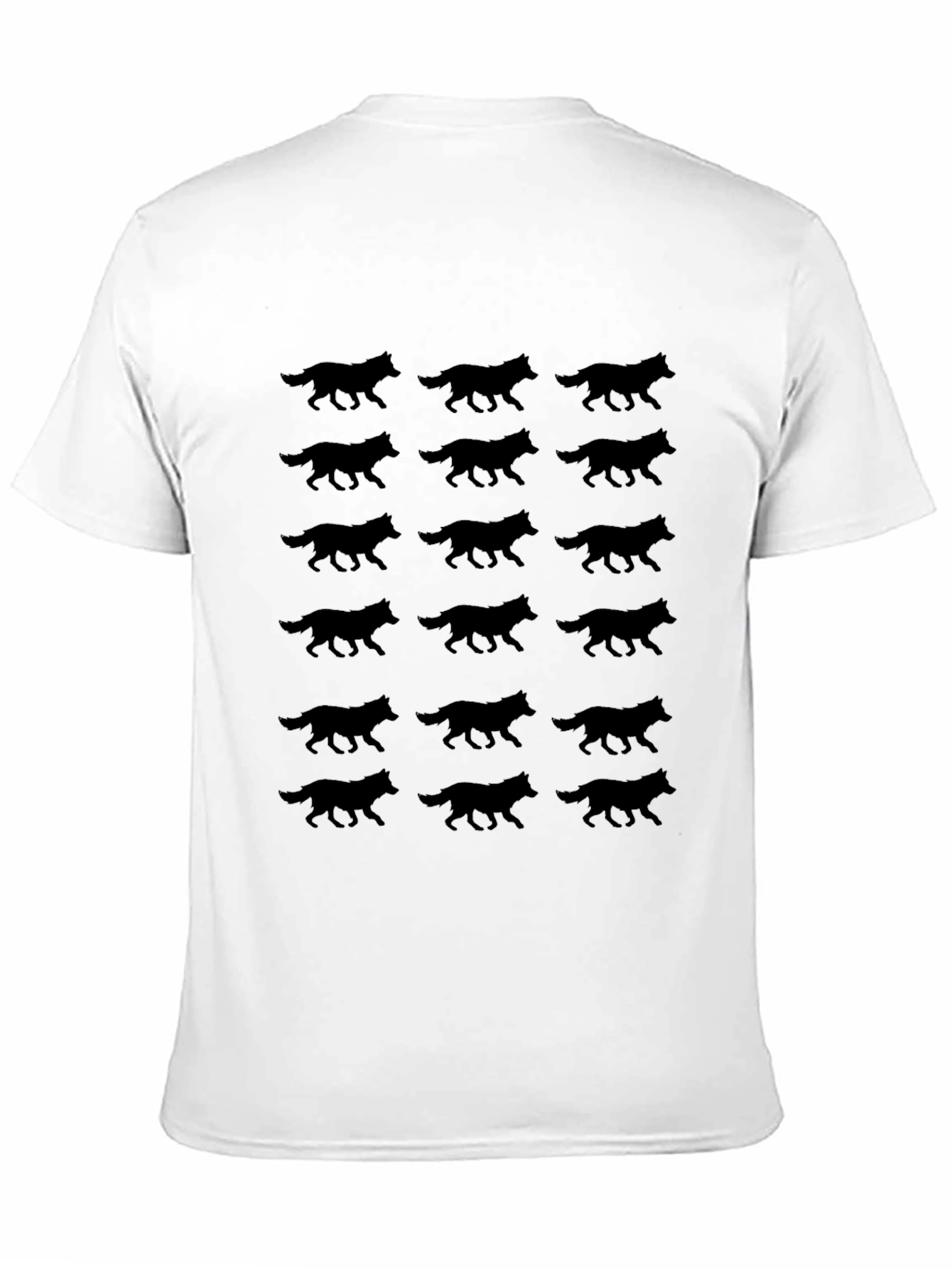 Wolf Silhouette Print Black T-Shirt