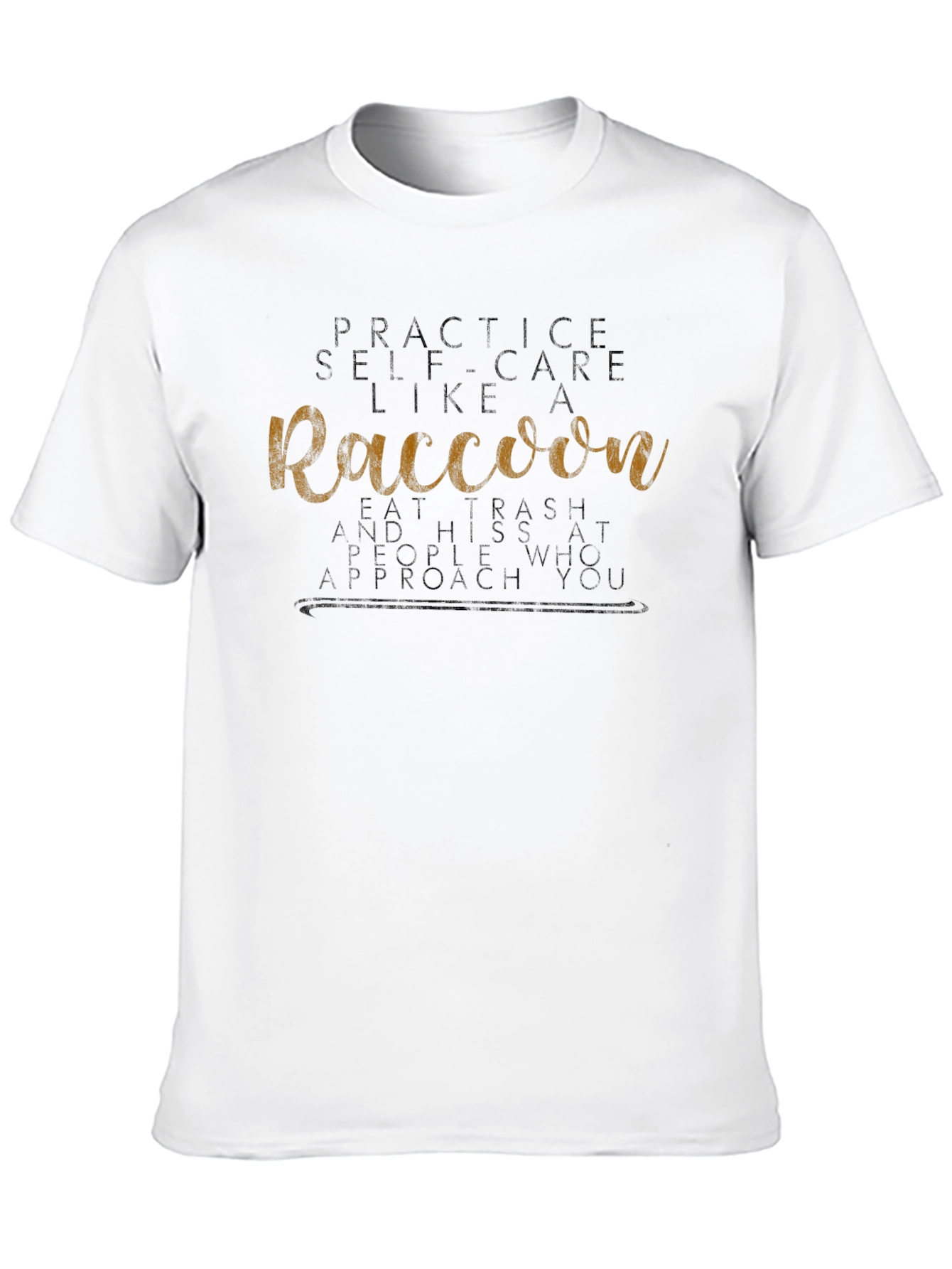Raccoon Self-Care Black T-Shirt - Funny Graphic Tee