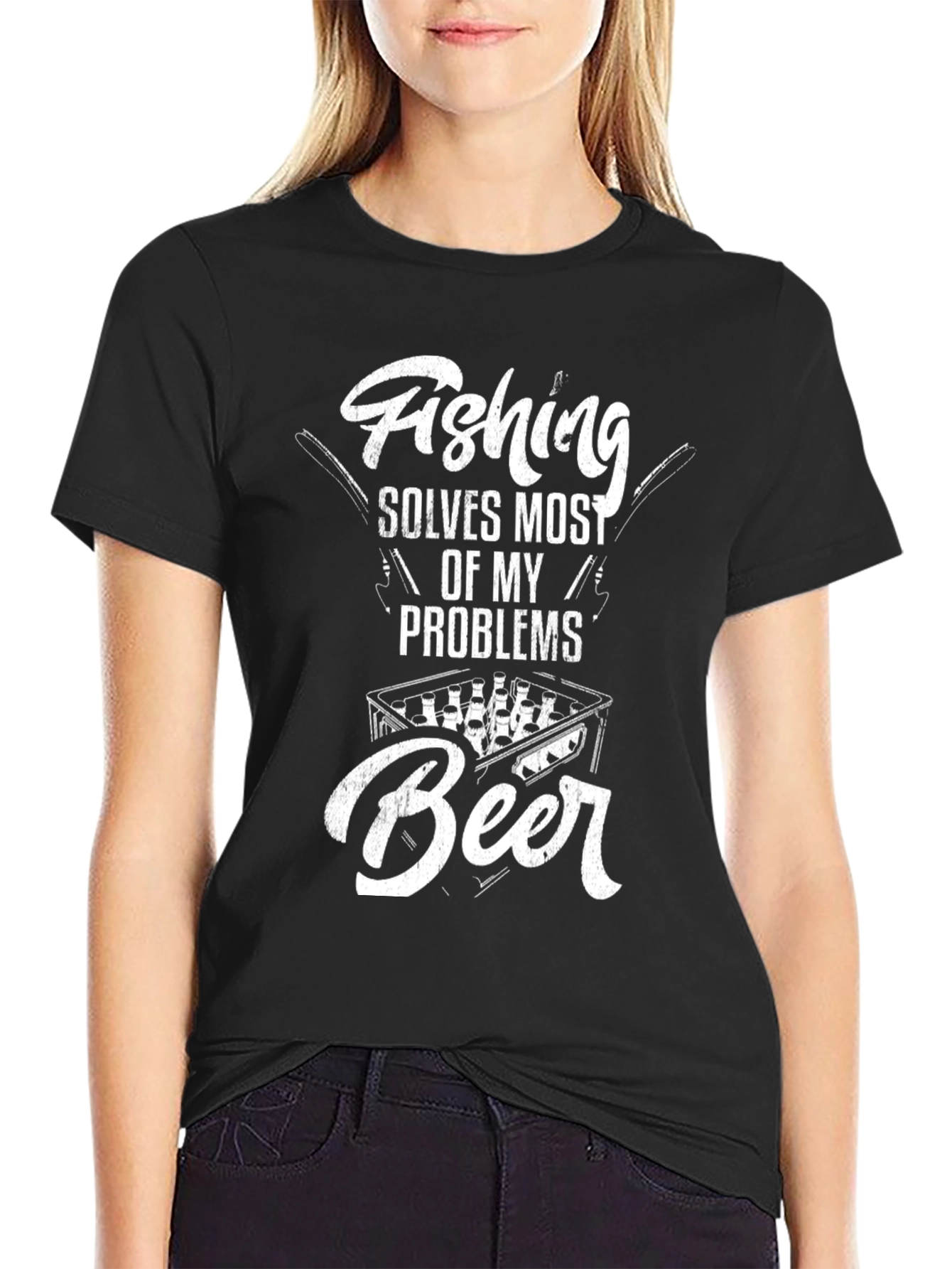 Fishing Solves Most Problems T-Shirt - Beer Lover