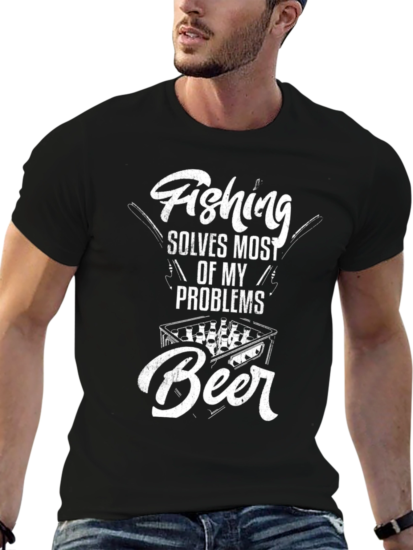 Fishing Solves Most Problems T-Shirt - Beer Lover