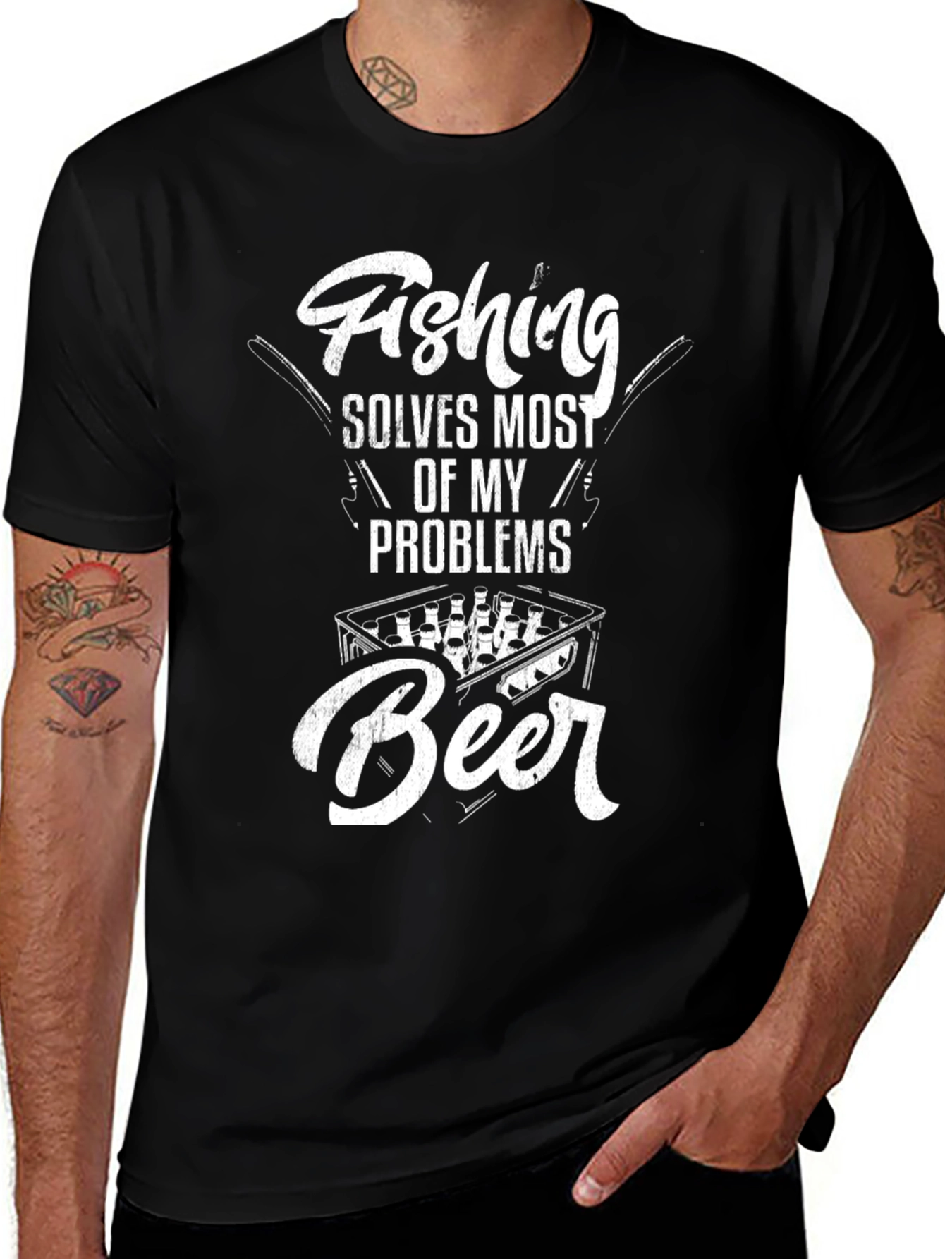 Fishing Solves Most Problems T-Shirt - Beer Lover