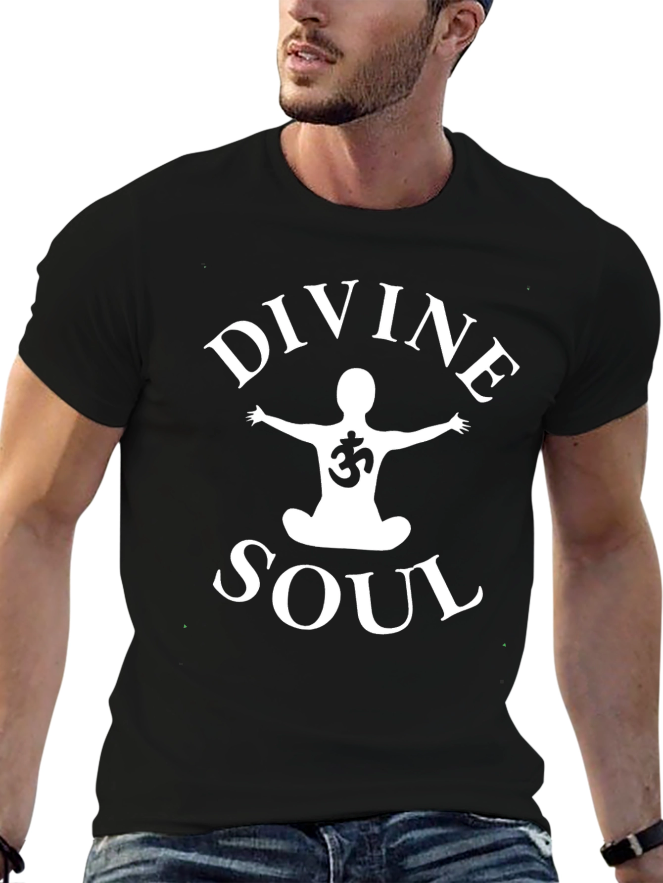 Divine Soul Black T-Shirt - Spiritual Meditation Apparel