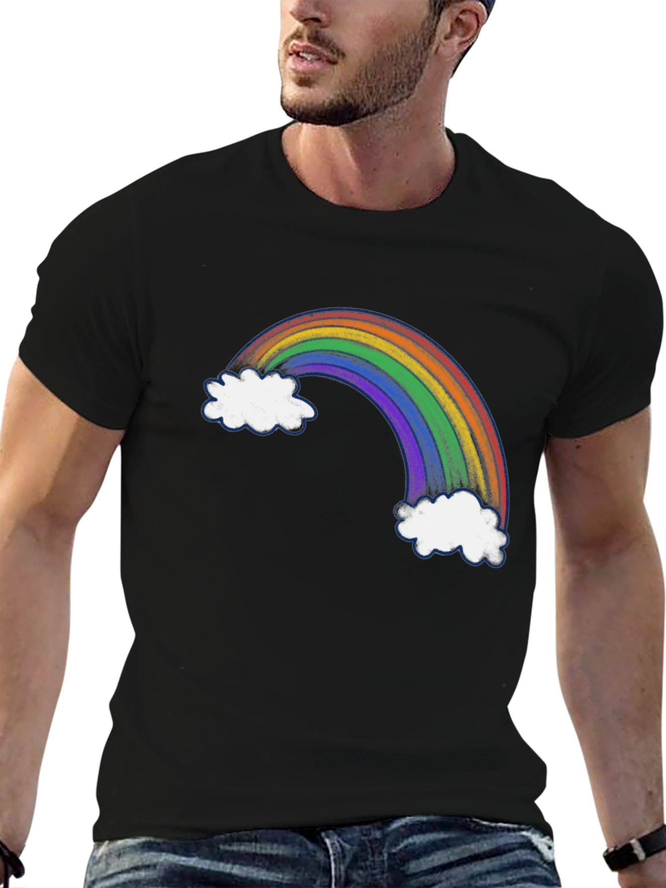 Rainbow Cloud Graphic Black Tee