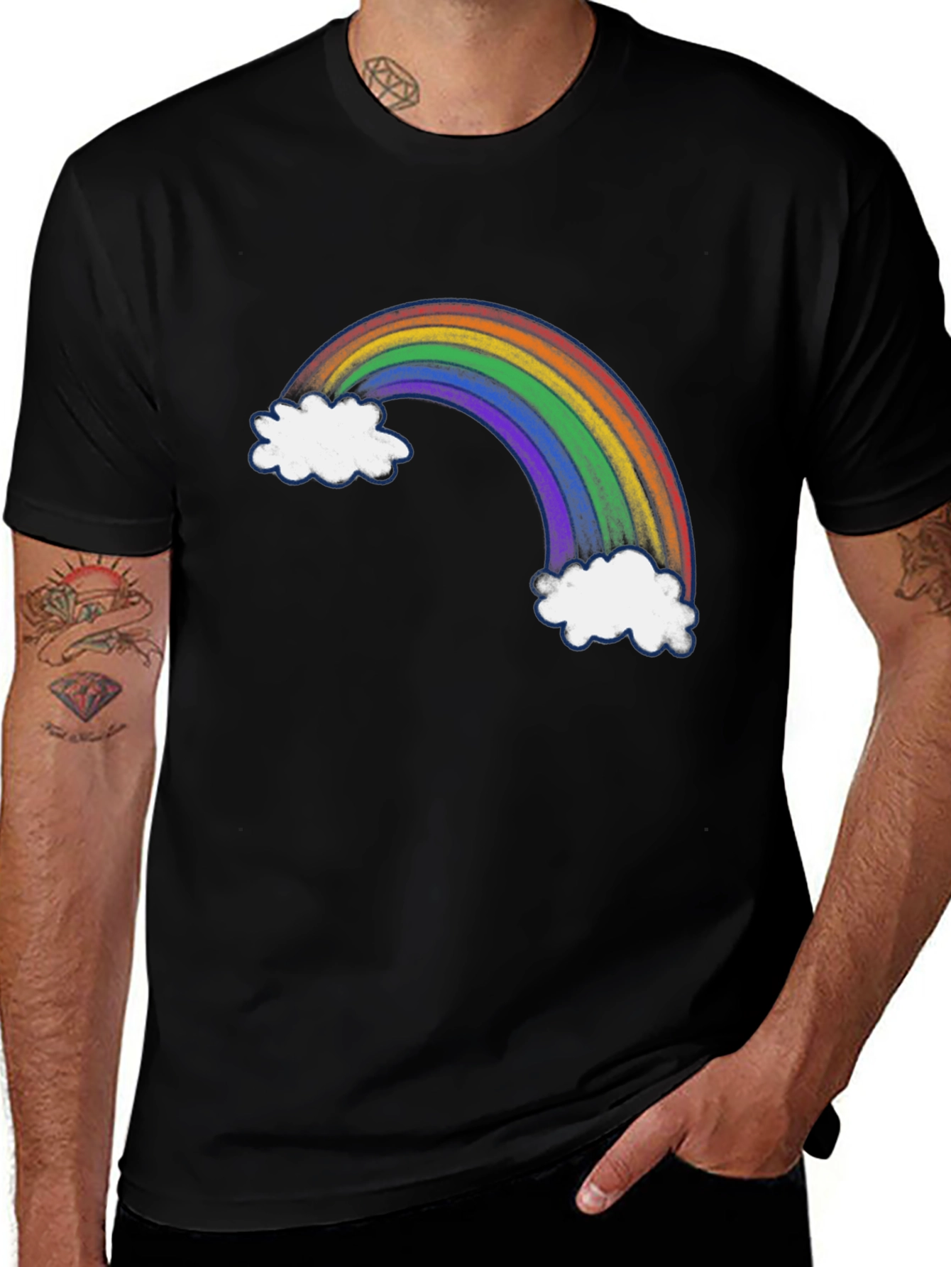 Rainbow Cloud Graphic Black Tee