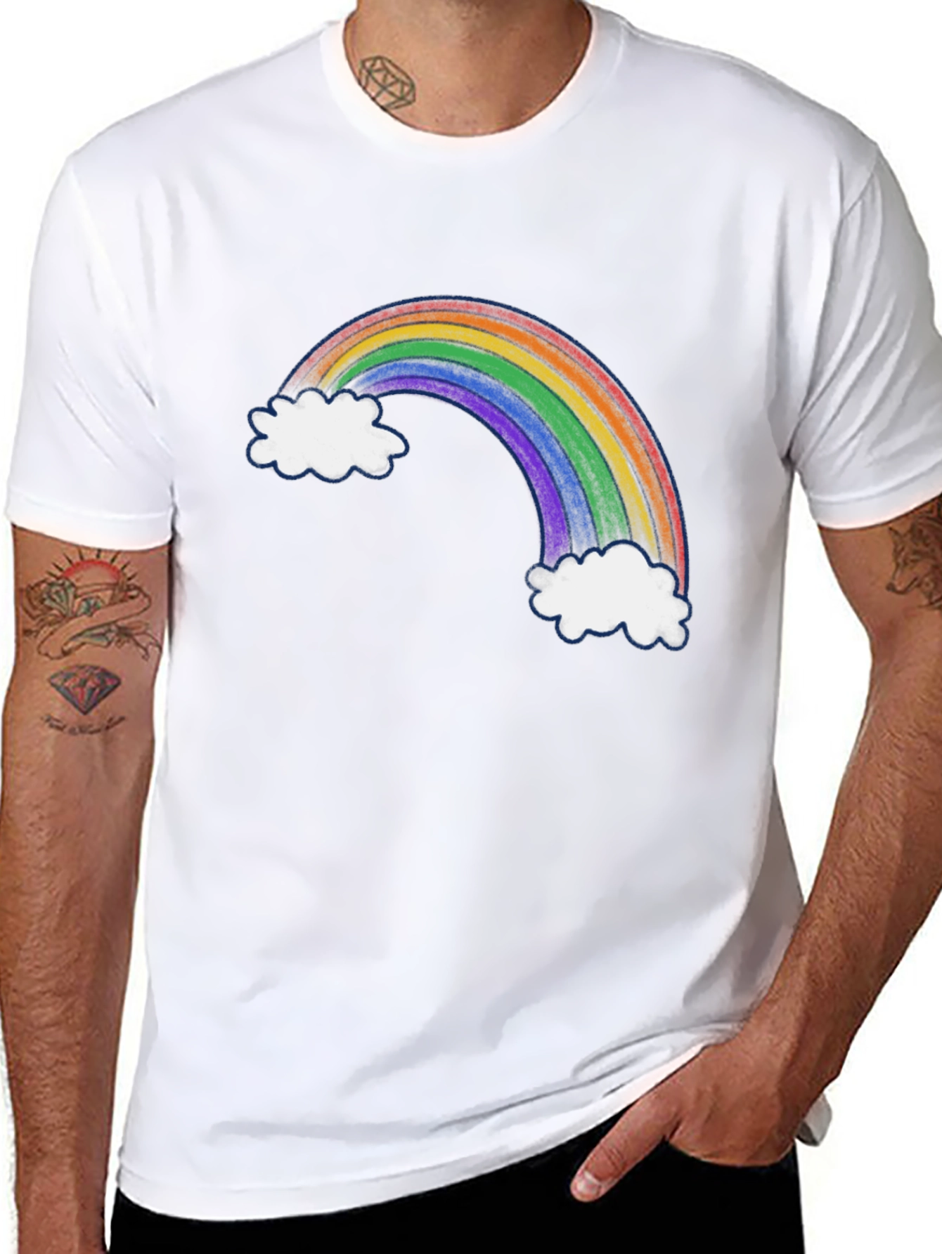 Rainbow Cloud Graphic Black Tee
