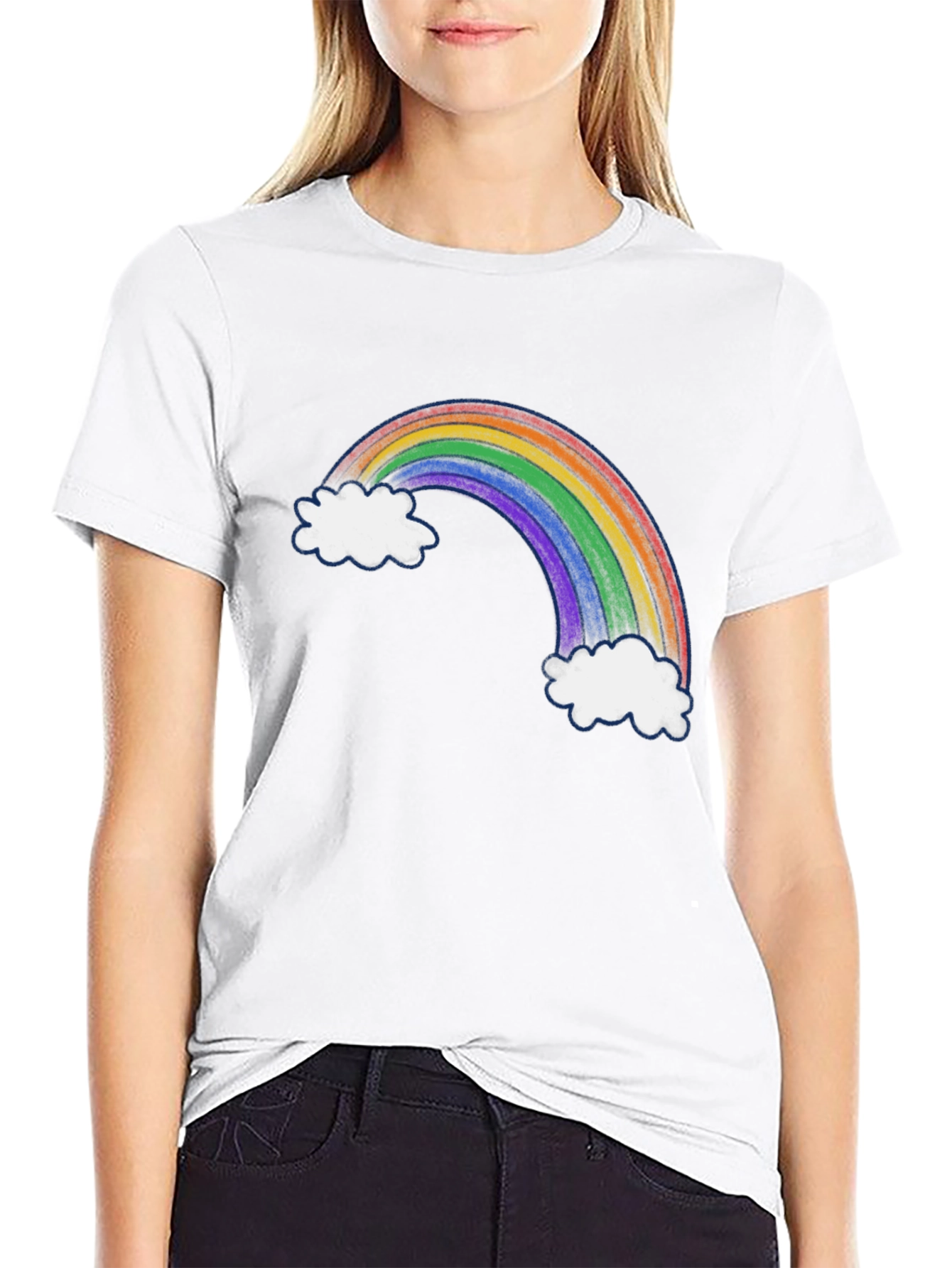 Rainbow Cloud Graphic Black Tee