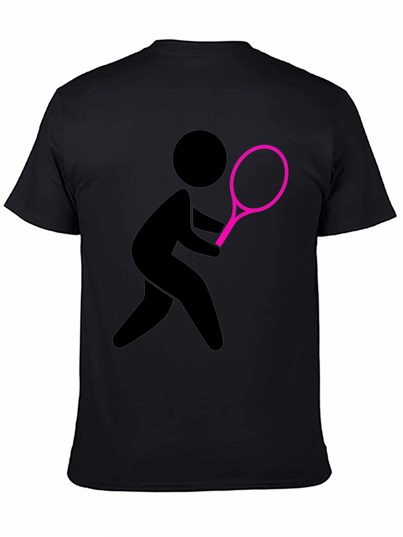 Tennis Player Graphic Tee - Black Cotton