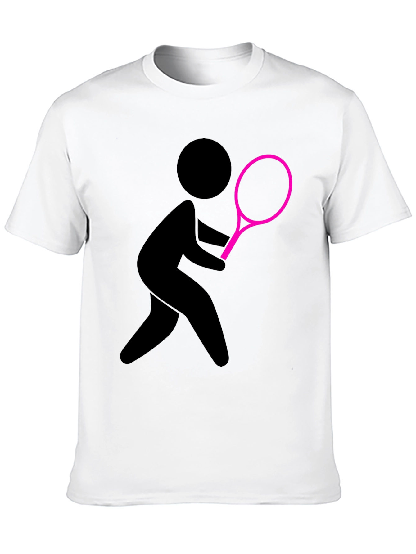 Tennis Player Graphic Tee - Black Cotton