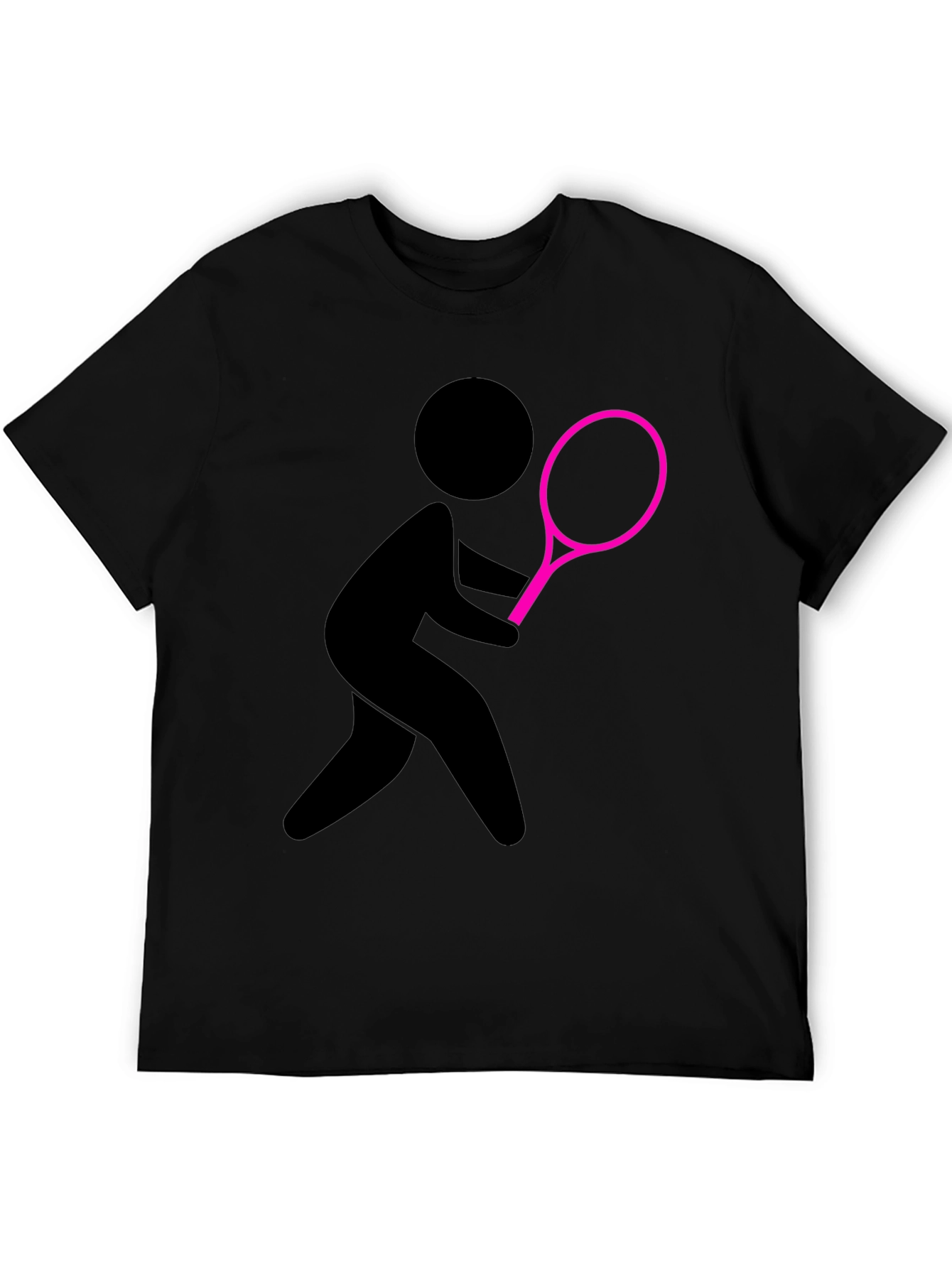 Tennis Player Graphic Tee - Black Cotton