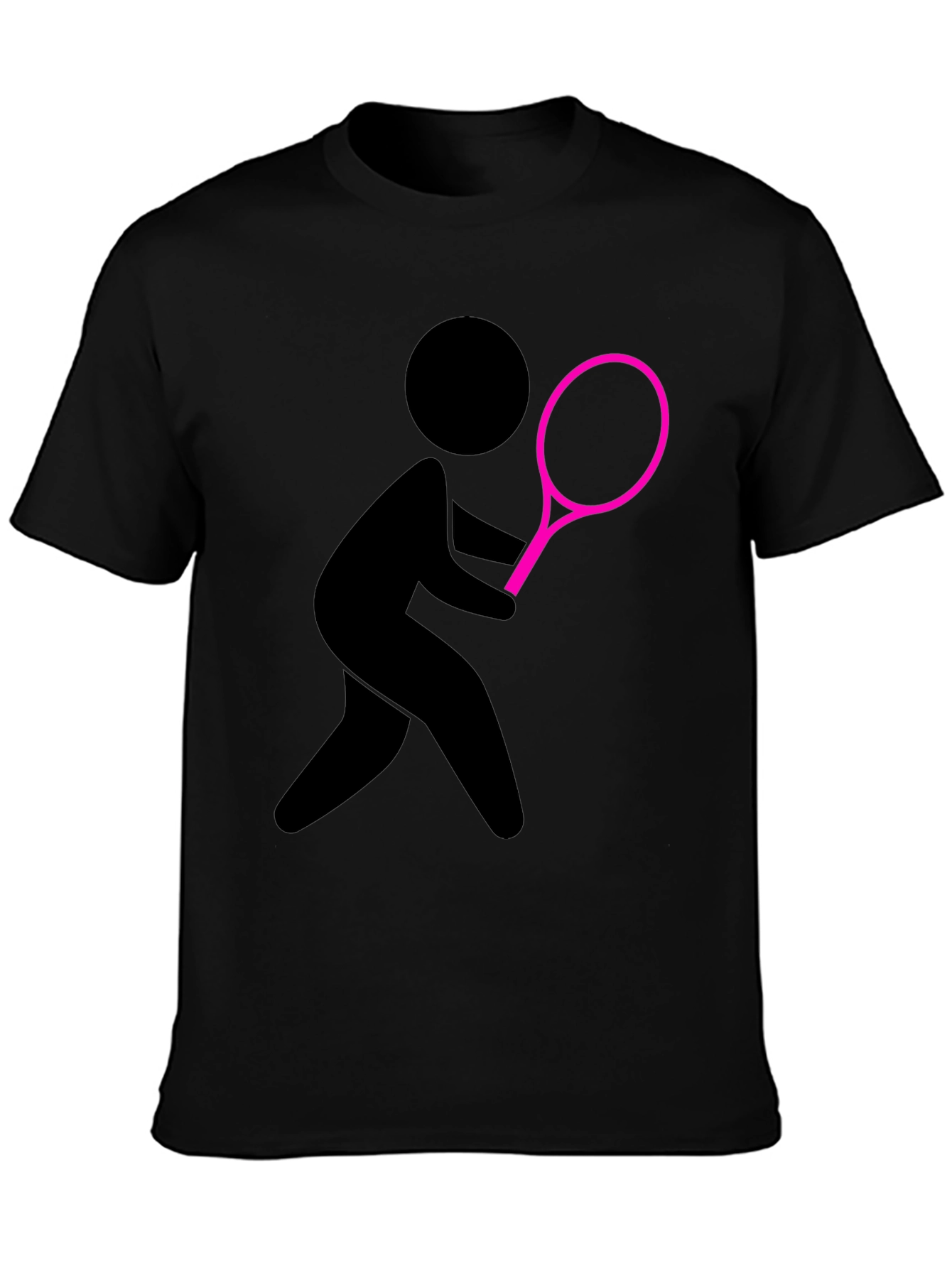 Tennis Player Graphic Tee - Black Cotton