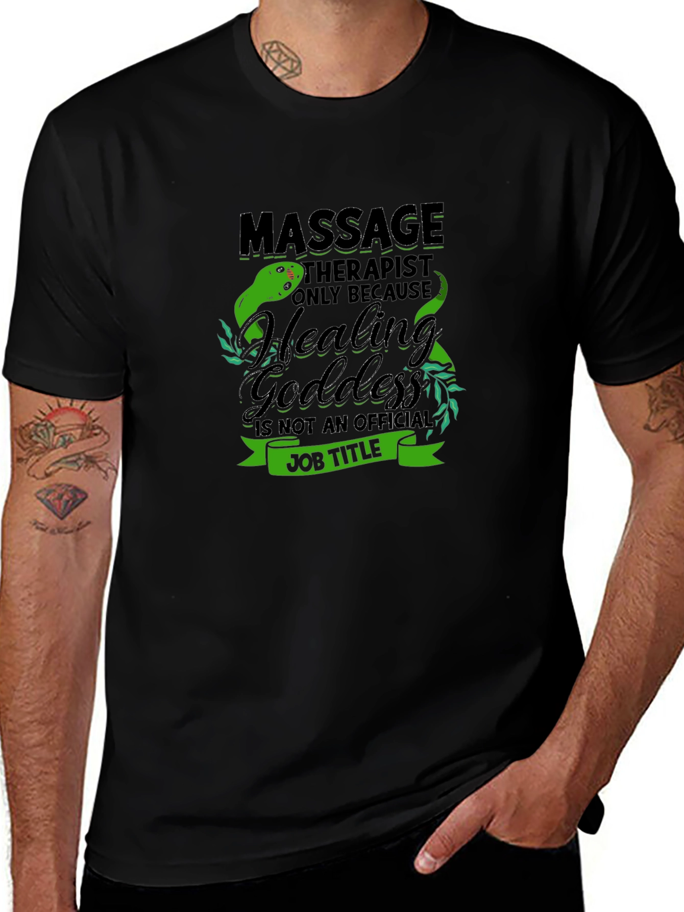 Massage Therapist Healing Goddess Black T-Shirt