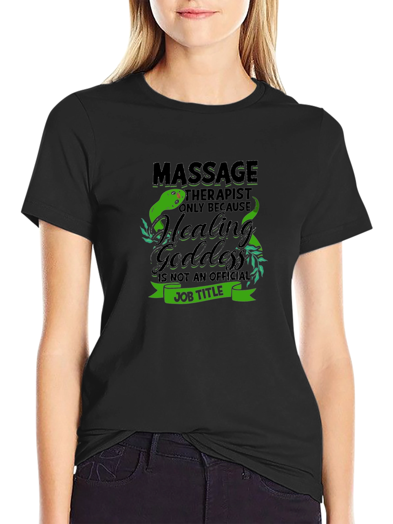 Massage Therapist Healing Goddess Black T-Shirt