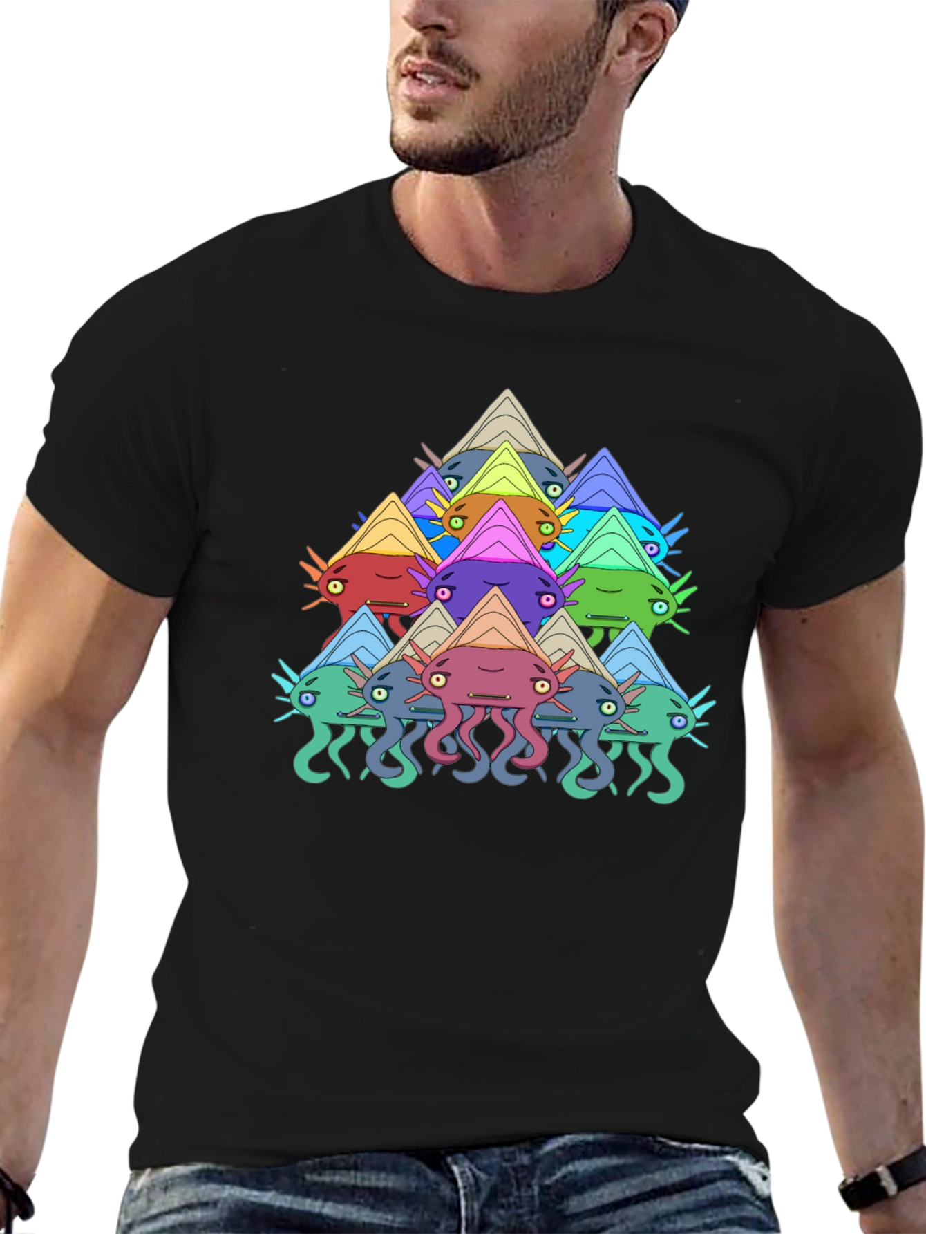 Funky Squid Graphic Tee - Mens Black T-Shirt
