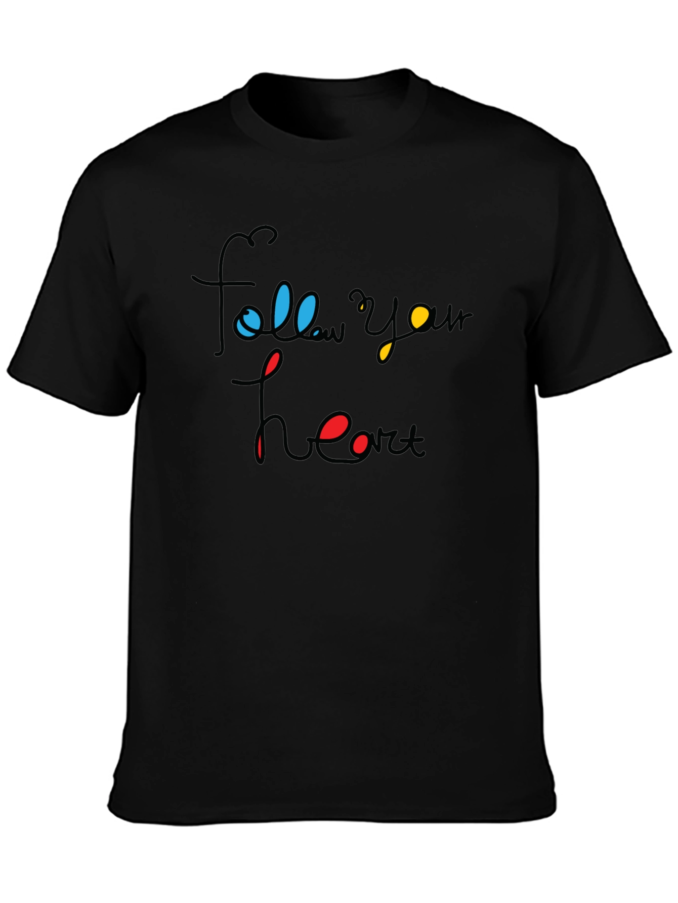 Follow Your Heart Graphic Tee - Black Cotton Blend