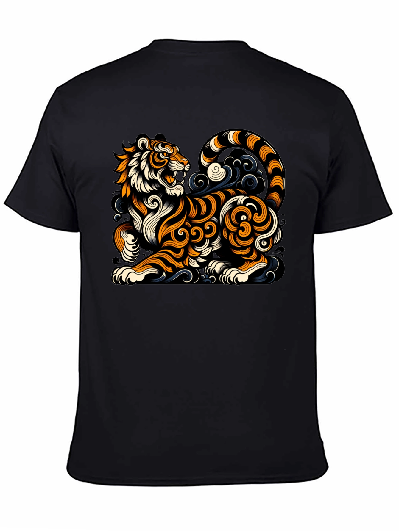 Stylized Tiger Graphic Tee - Black