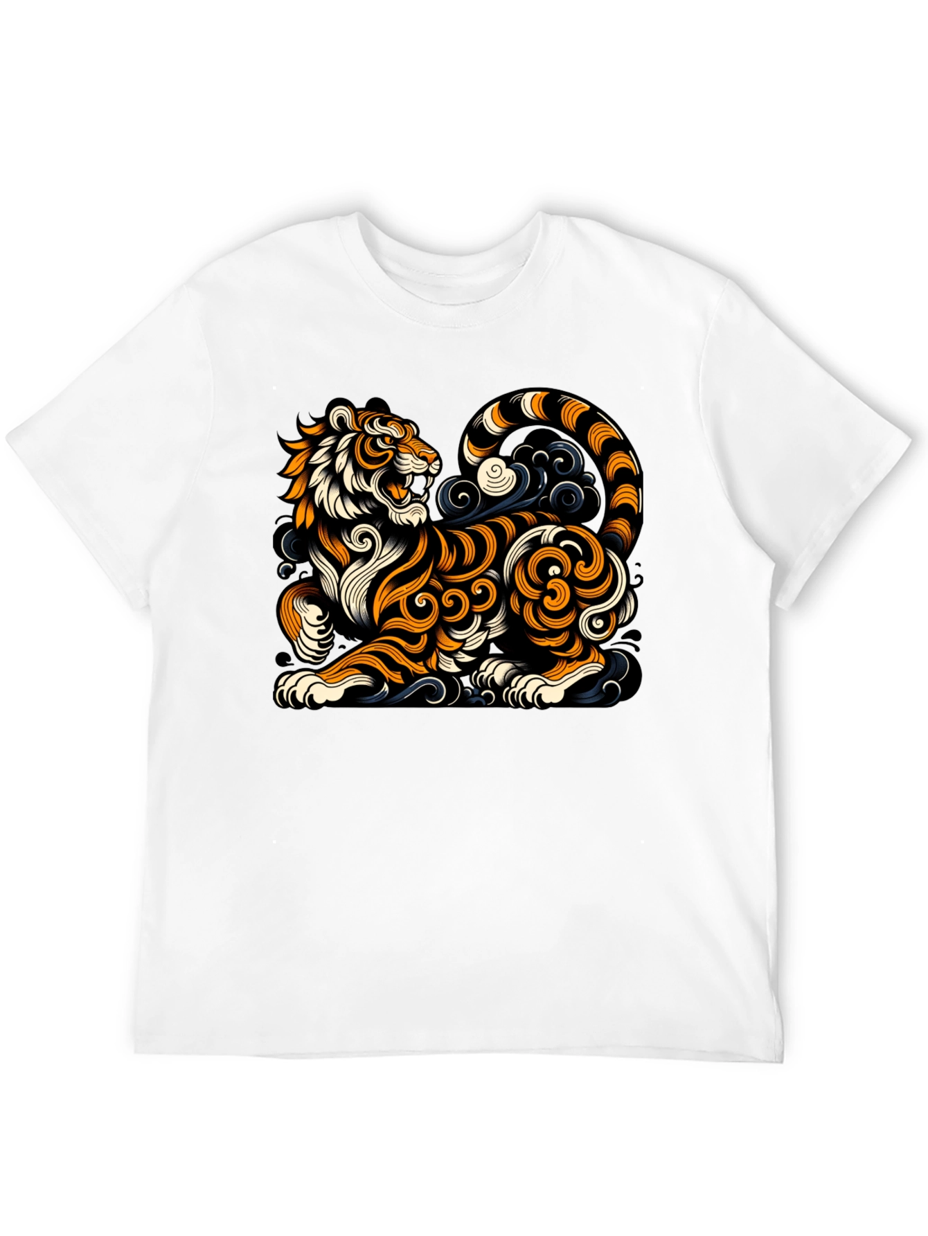 Stylized Tiger Graphic Tee - Black
